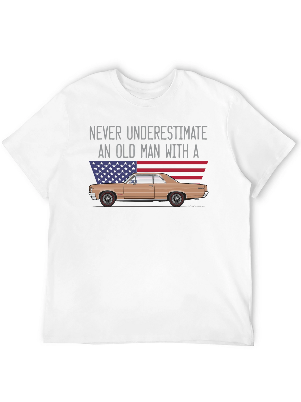 Old Man Car T-Shirt - USA Flag Graphic Tee