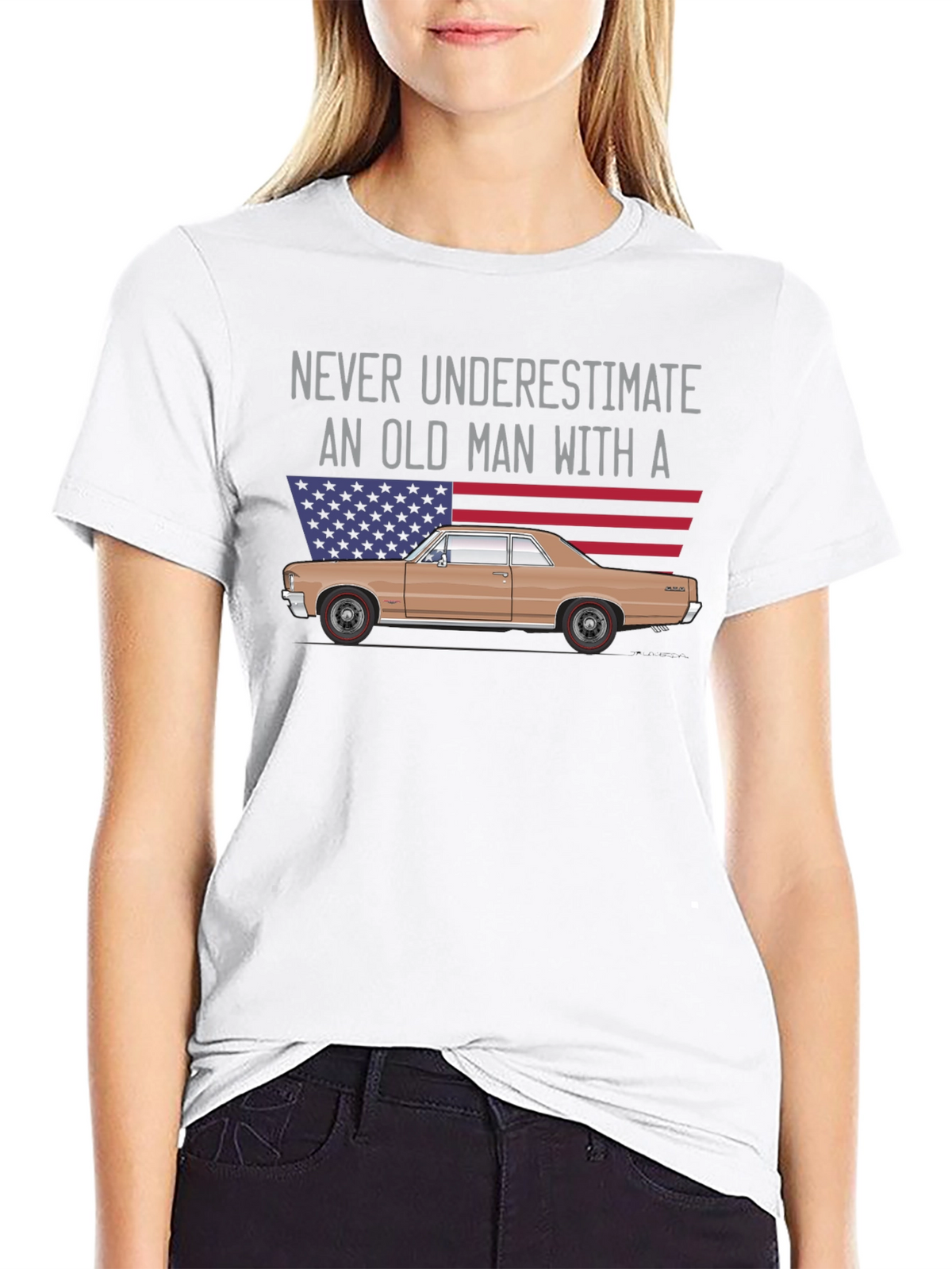 Old Man Car T-Shirt - USA Flag Graphic Tee