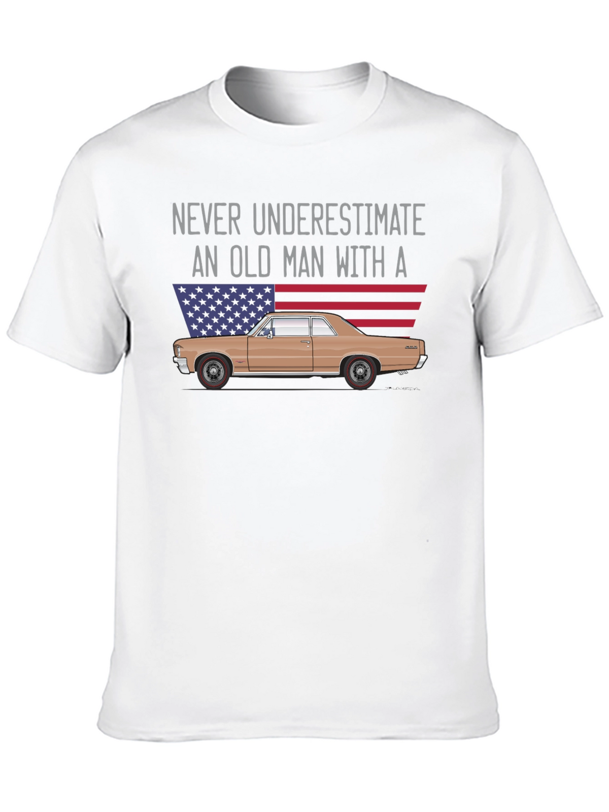 Old Man Car T-Shirt - USA Flag Graphic Tee