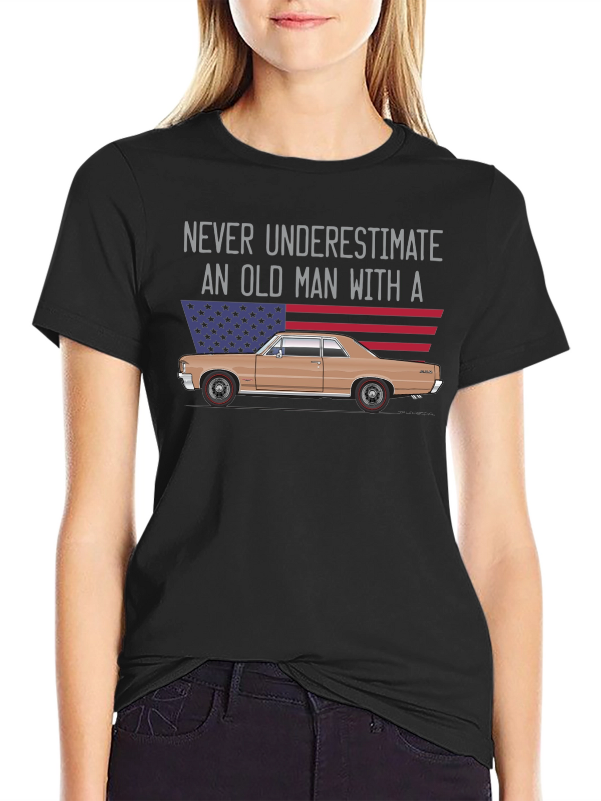 Old Man Car T-Shirt - USA Flag Graphic Tee