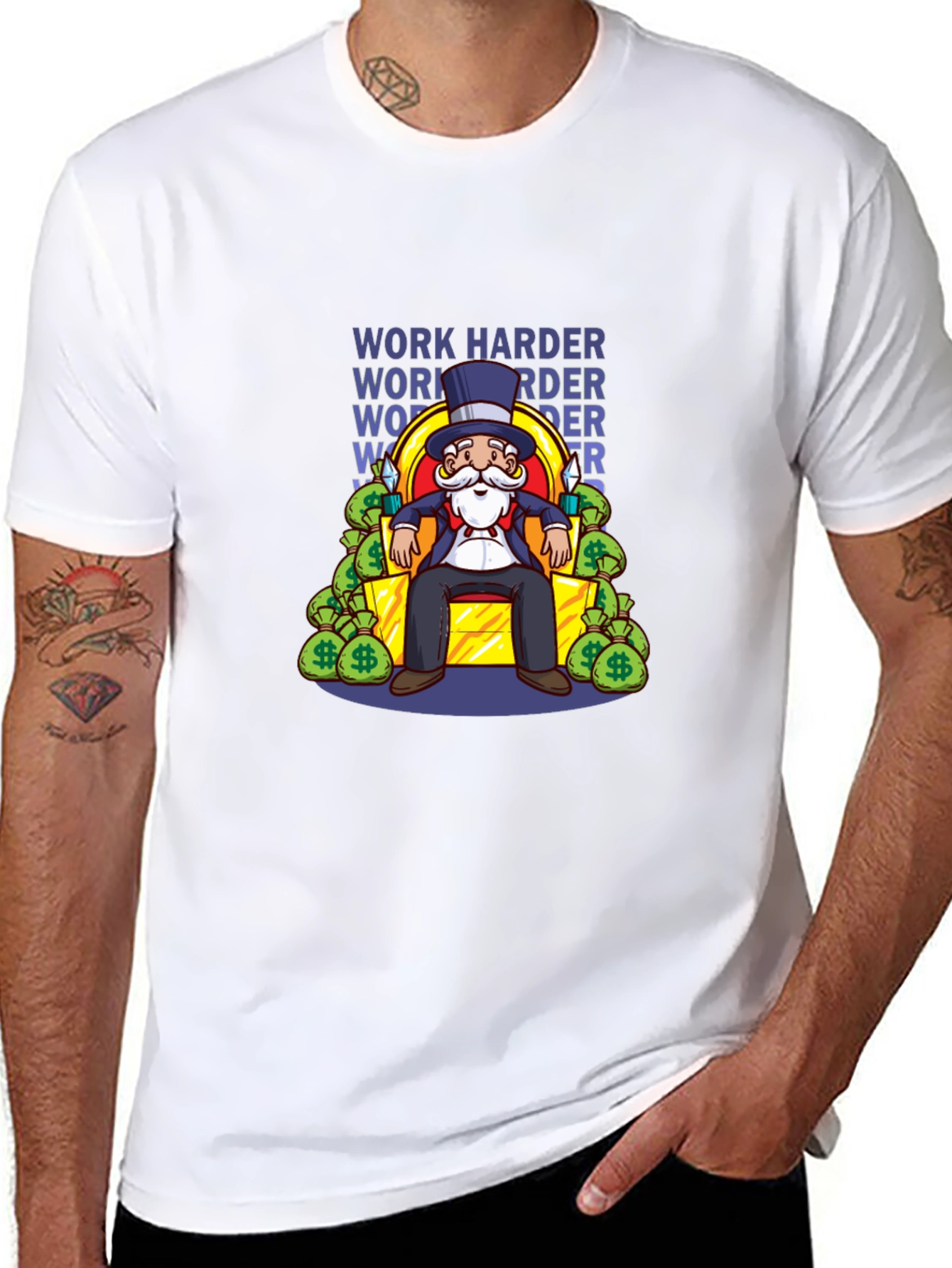 Work Harder Monopoly Man T-Shirt