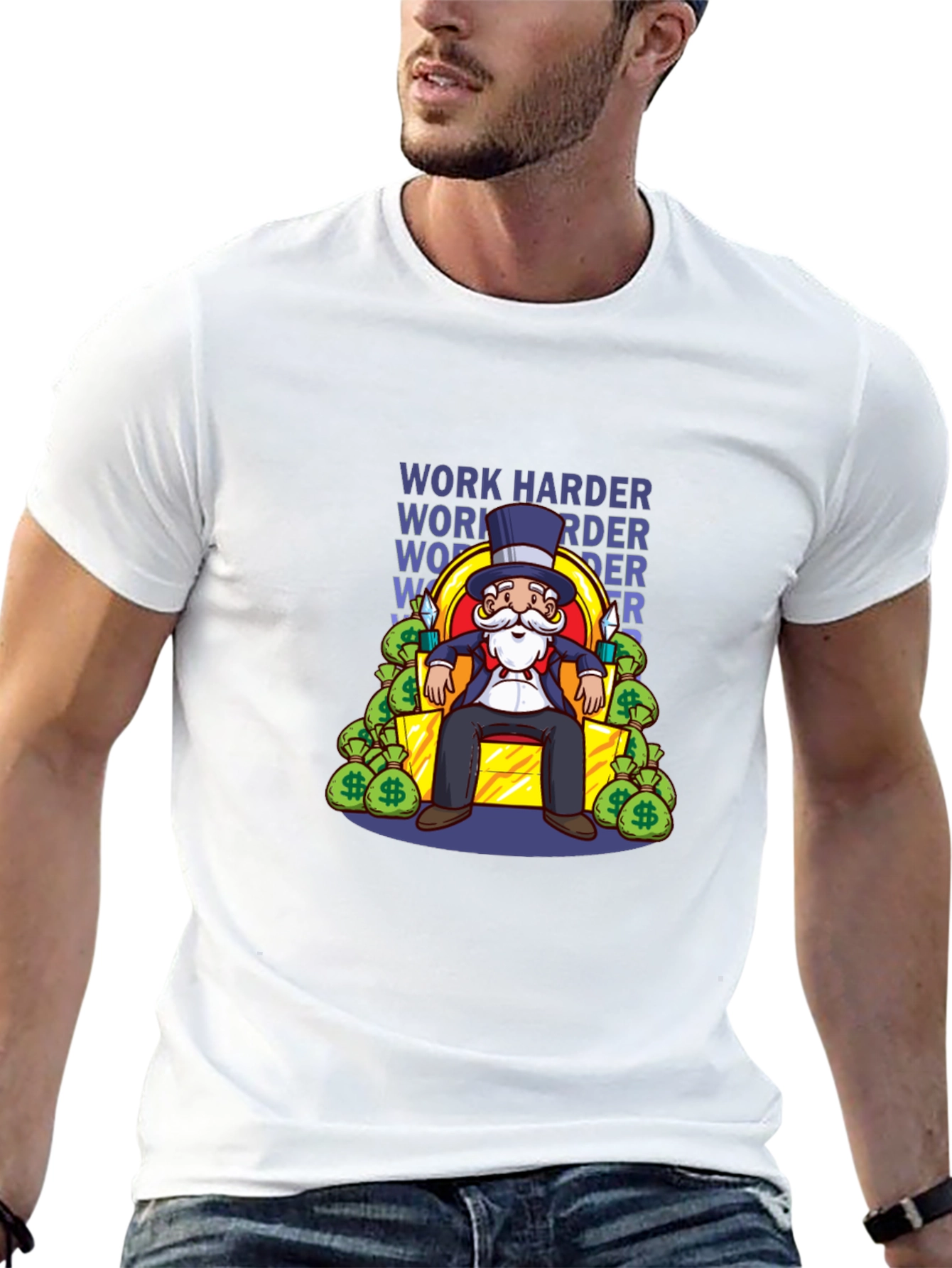 Work Harder Monopoly Man T-Shirt