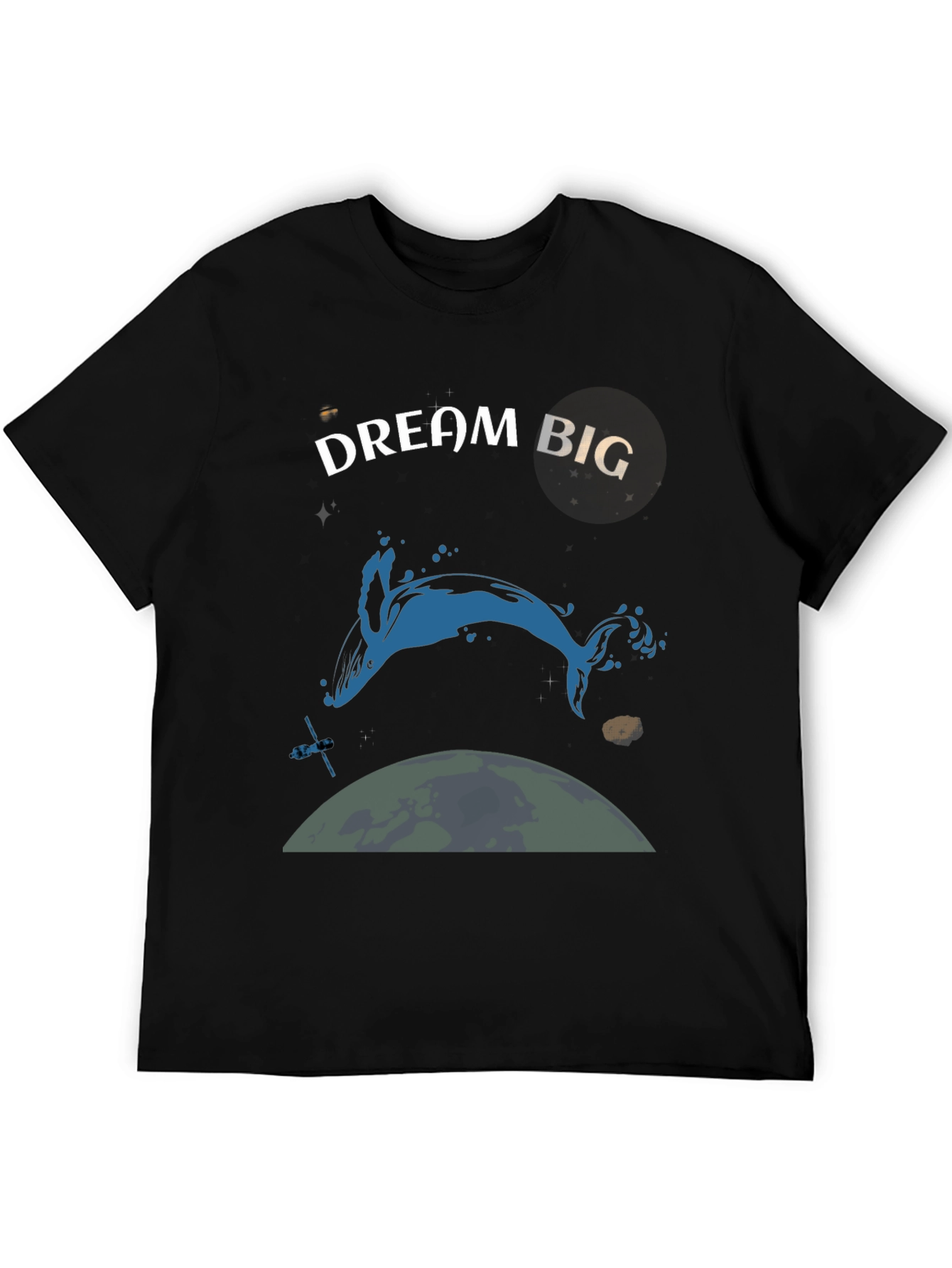 Dream Big Whale Graphic T-Shirt - Black Cotton Tee