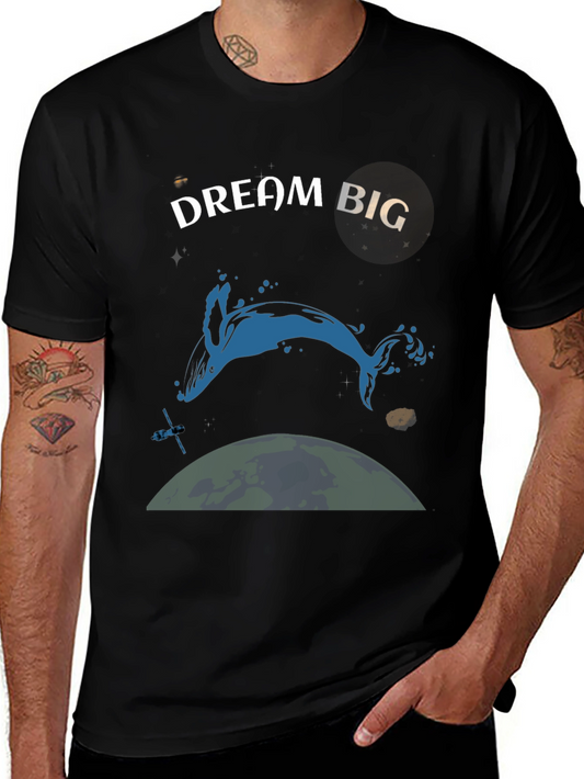 Dream Big Whale Graphic T-Shirt - Black Cotton Tee