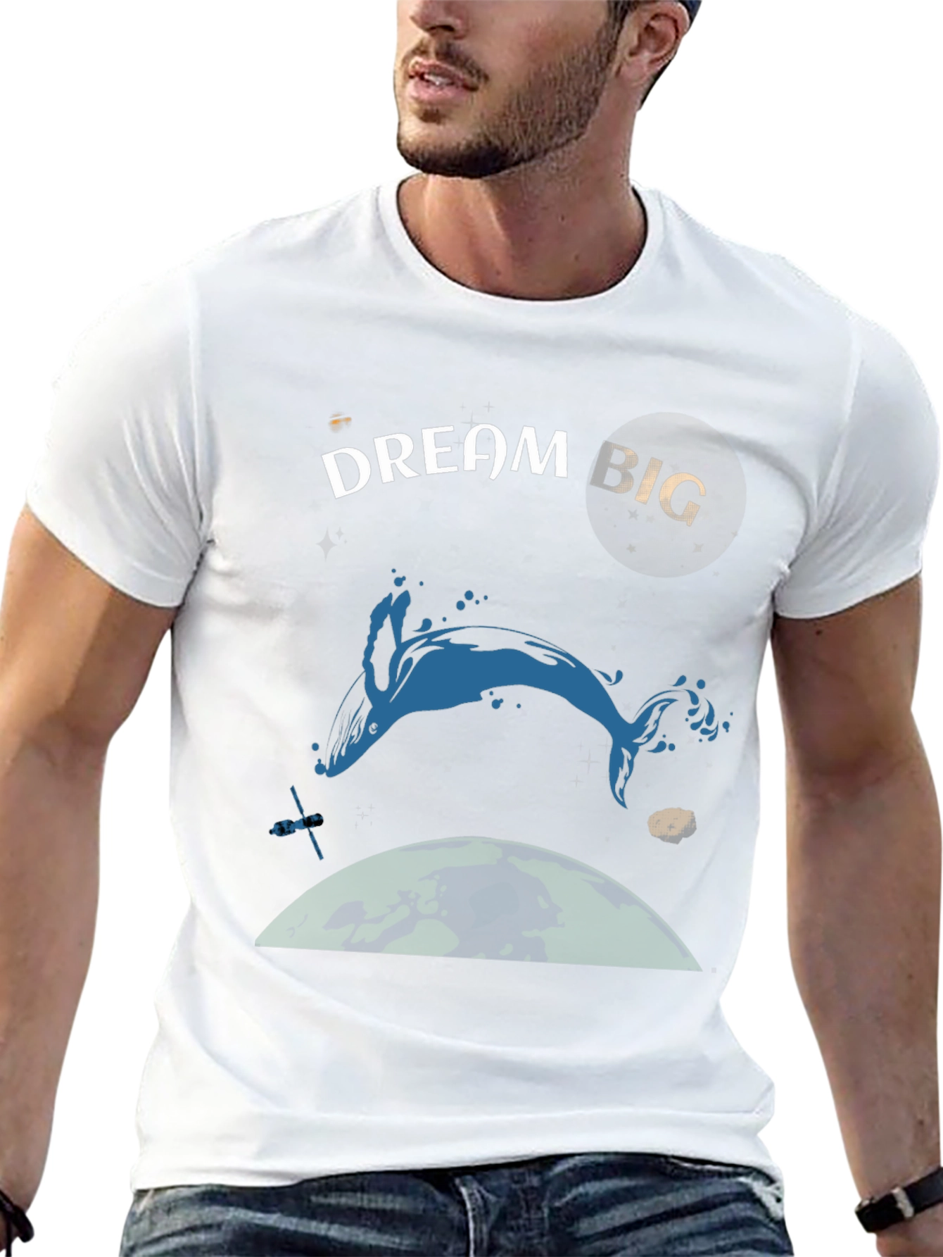 Dream Big Whale Graphic T-Shirt - Black Cotton Tee