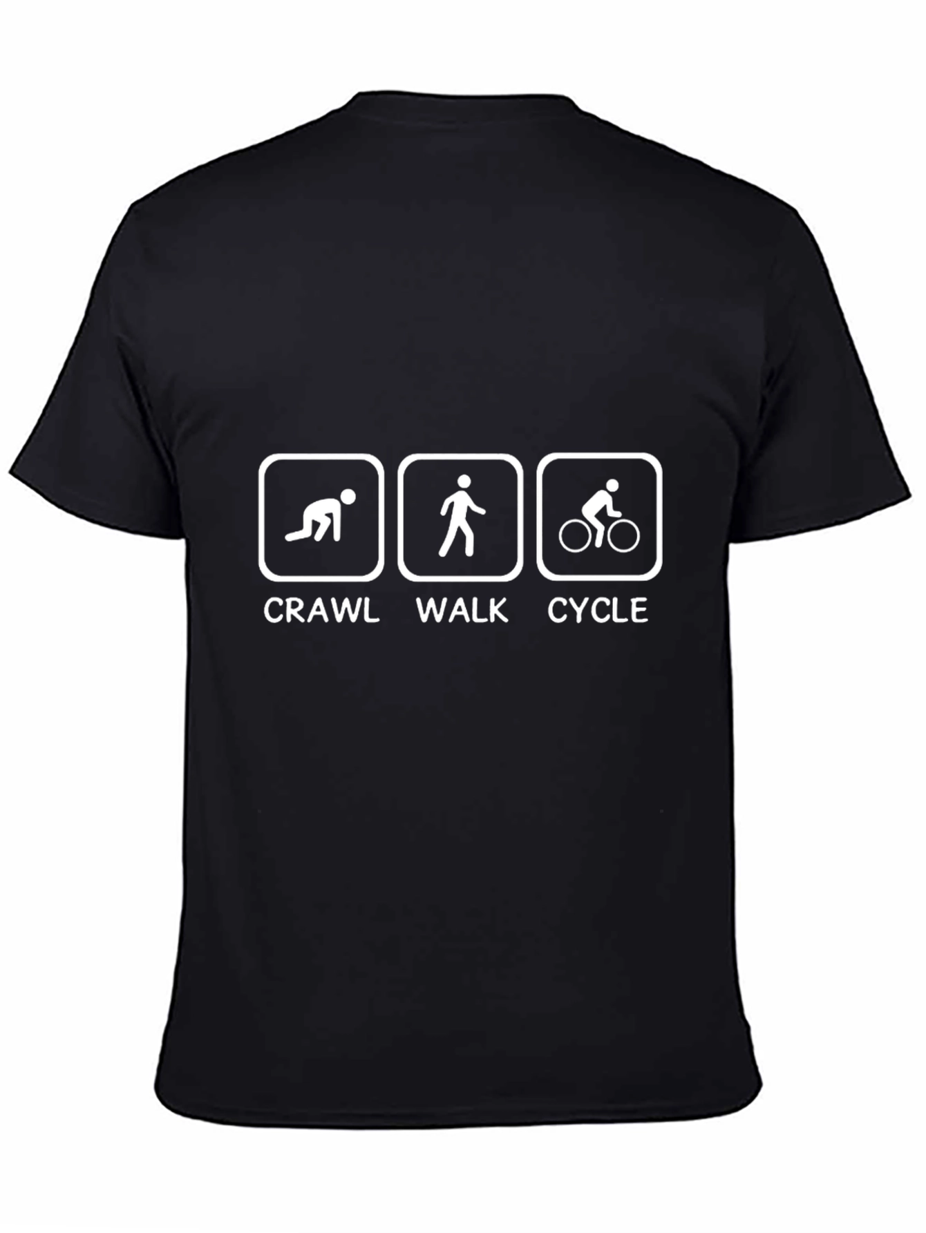 Crawl Walk Cycle Graphic Tee - Black Cotton T-Shirt