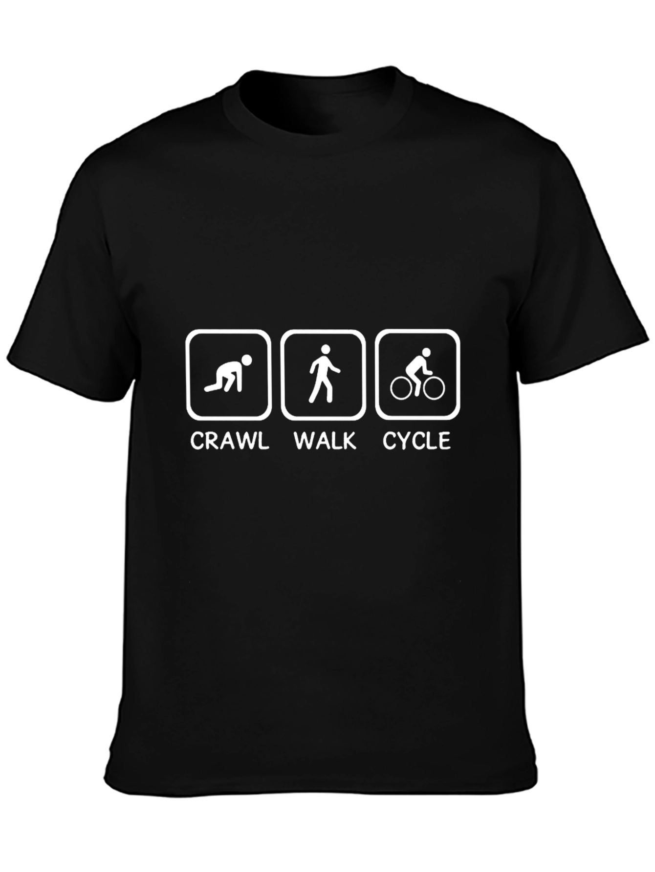 Crawl Walk Cycle Graphic Tee - Black Cotton T-Shirt