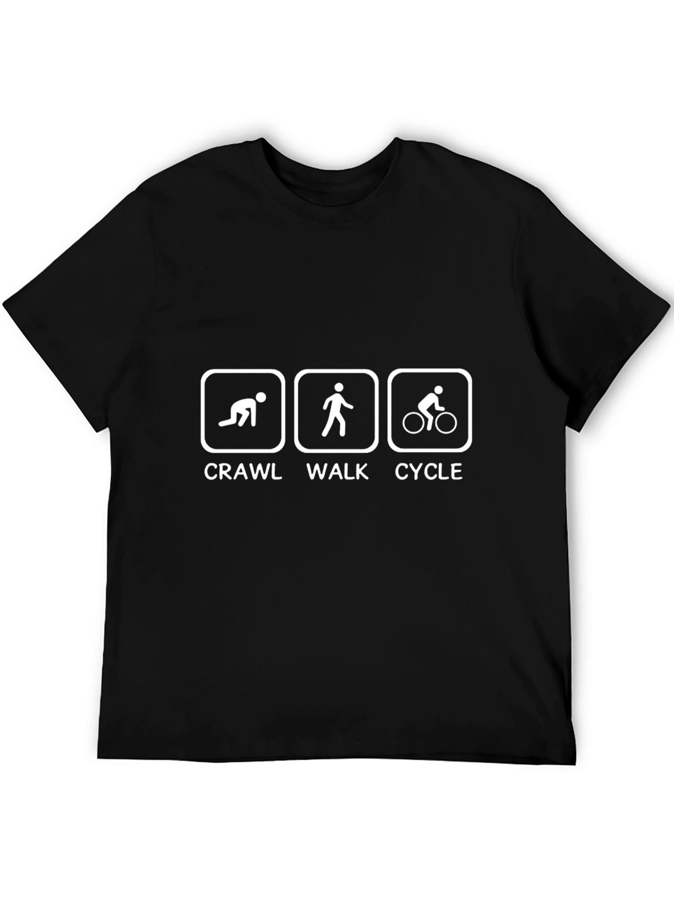 Crawl Walk Cycle Graphic Tee - Black Cotton T-Shirt