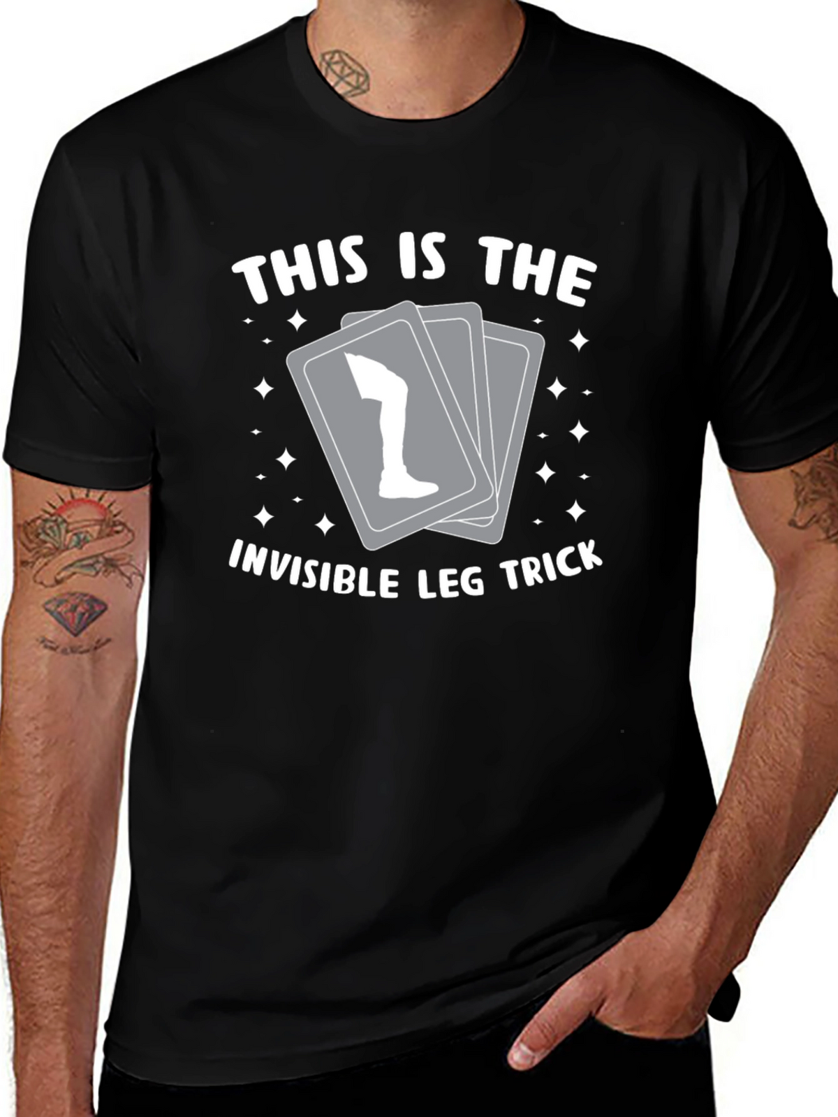 Invisible Leg Trick Graphic Tee - Black Cotton Blend