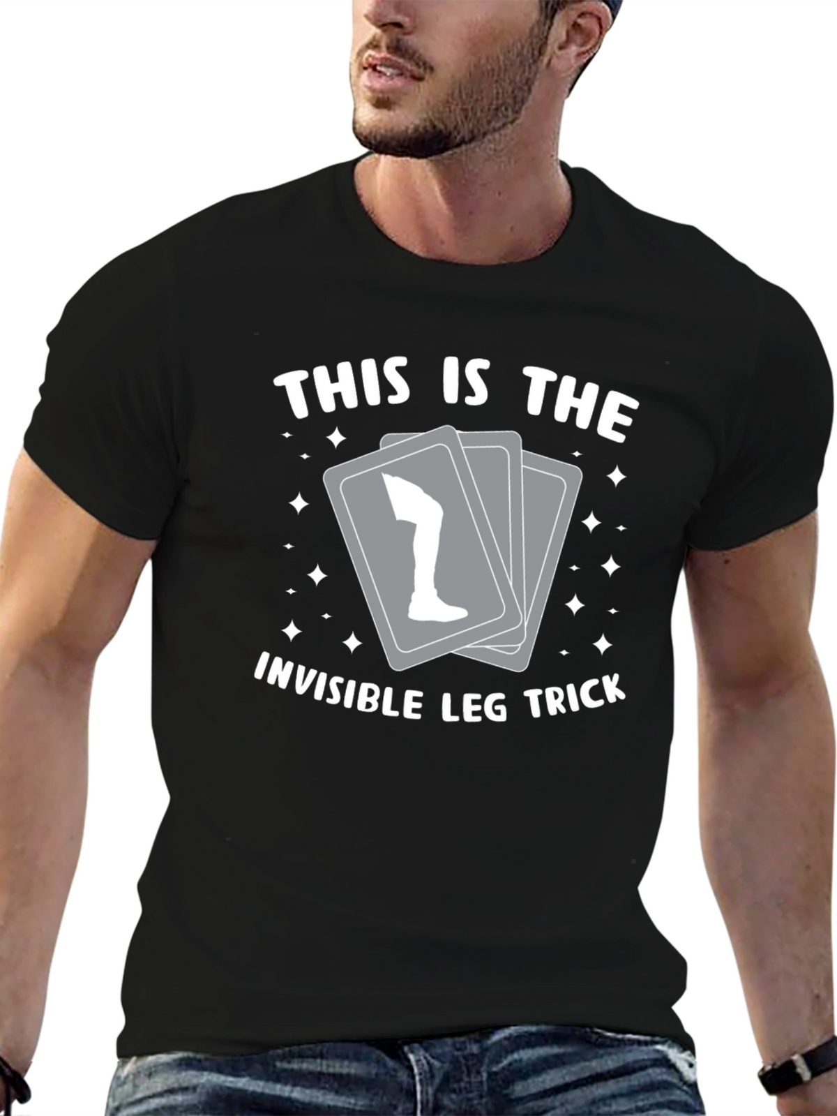 Invisible Leg Trick Graphic Tee - Black Cotton Blend