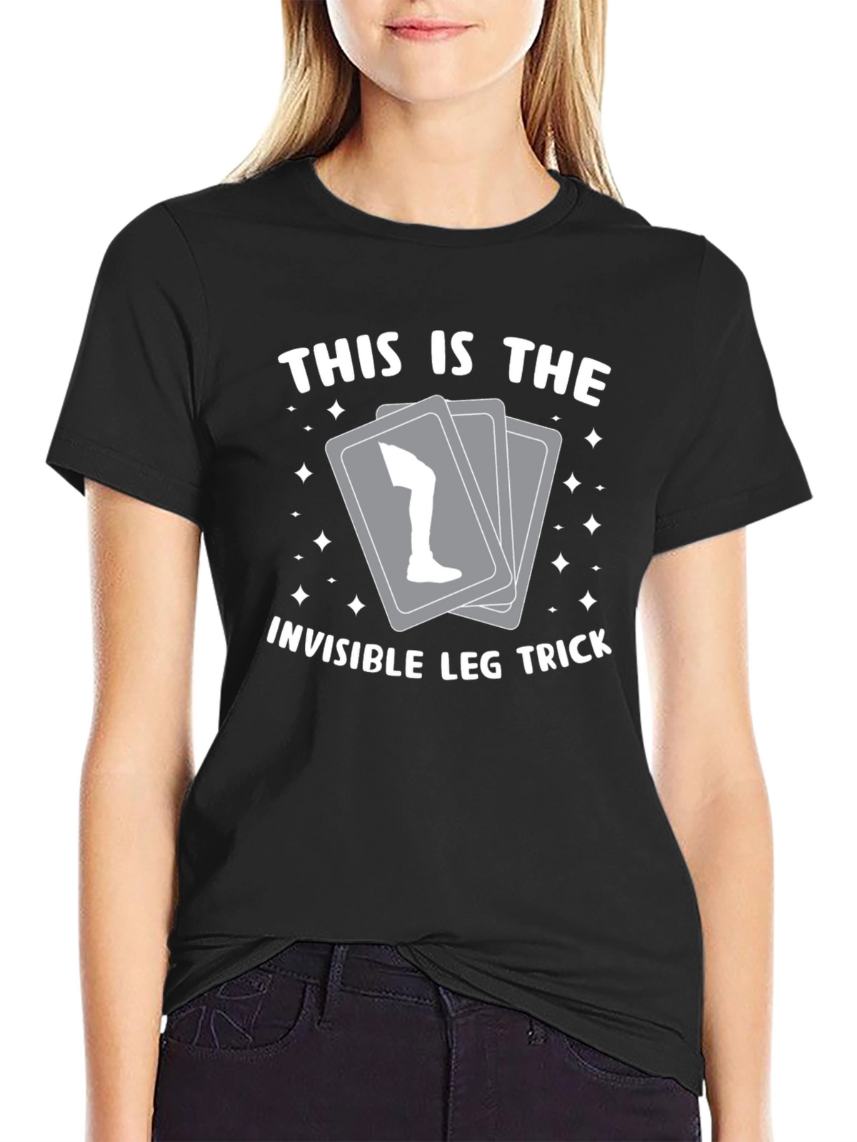 Invisible Leg Trick Graphic Tee - Black Cotton Blend