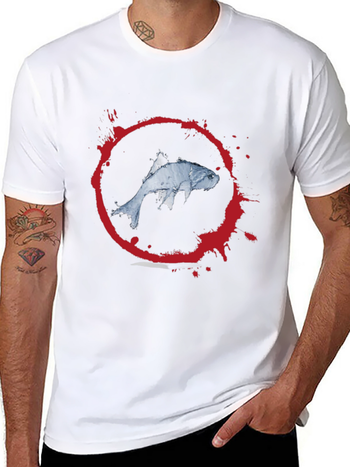 Koi Fish Graphic Tee - Mens Black T-Shirt