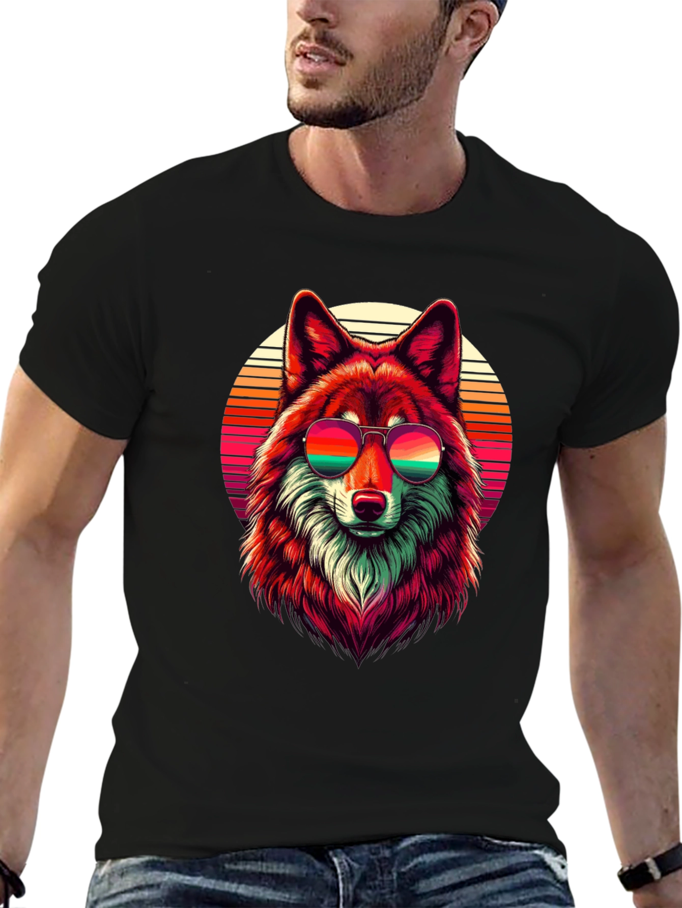 Retro Wolf Graphic T-Shirt - Cool Animal Tee