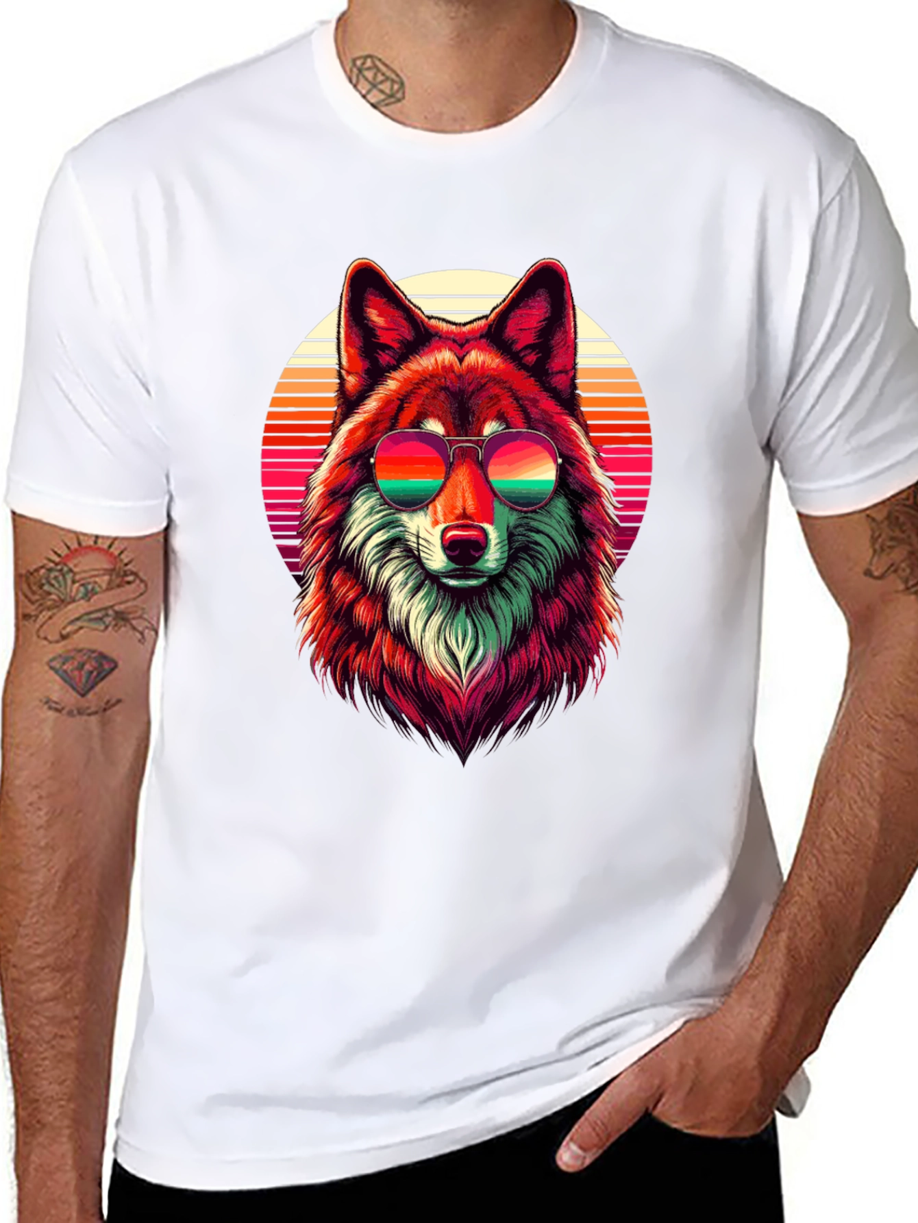 Retro Wolf Graphic T-Shirt - Cool Animal Tee