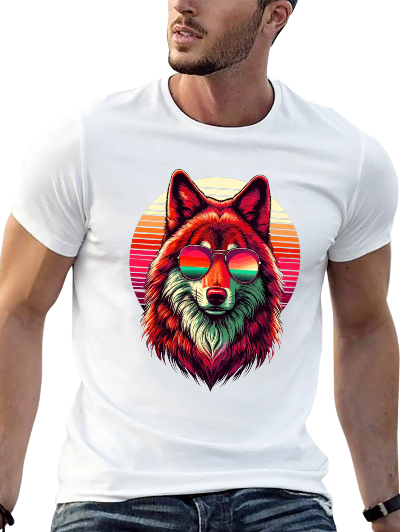 Retro Wolf Graphic T-Shirt - Cool Animal Tee