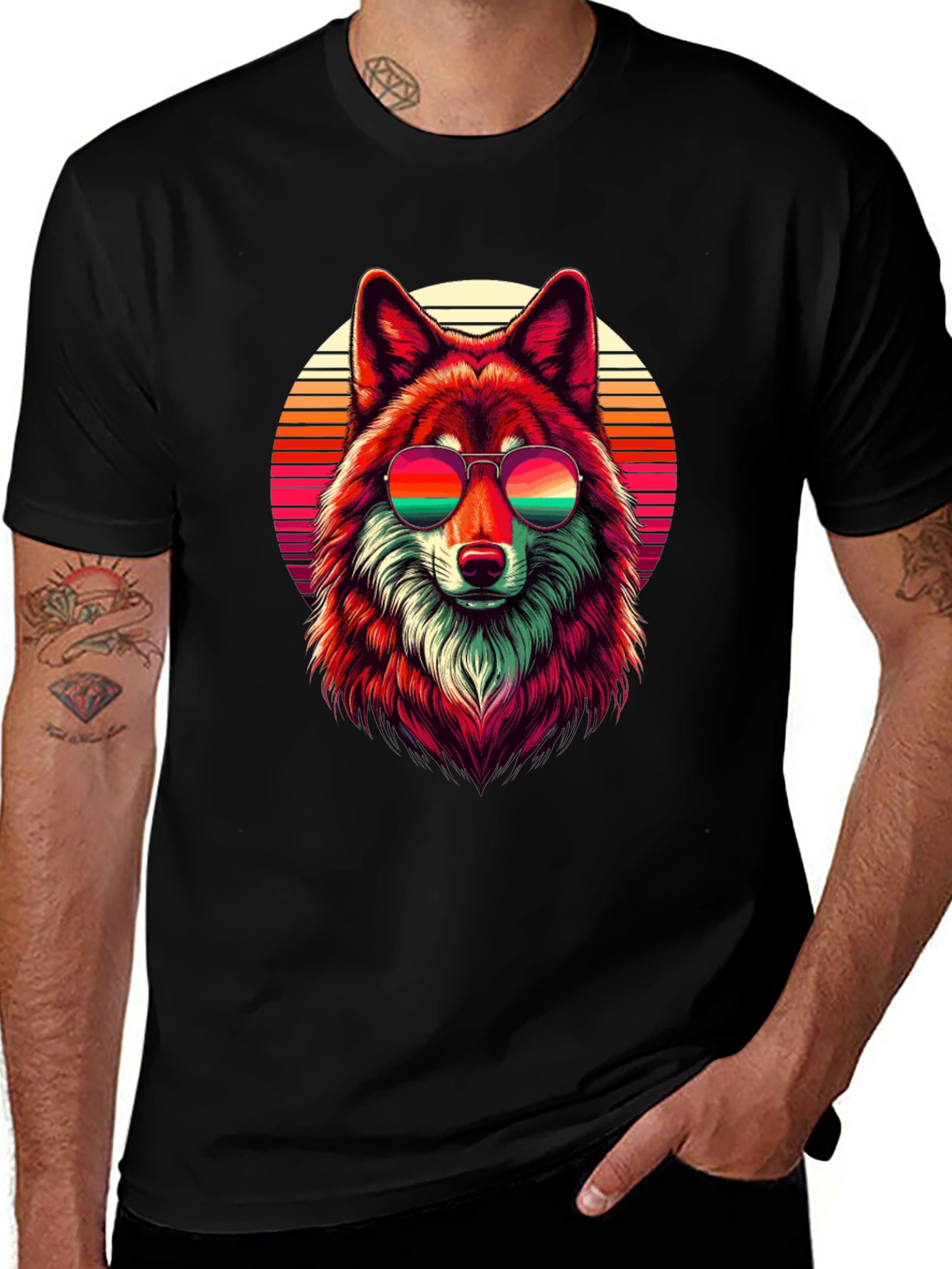 Retro Wolf Graphic T-Shirt - Cool Animal Tee