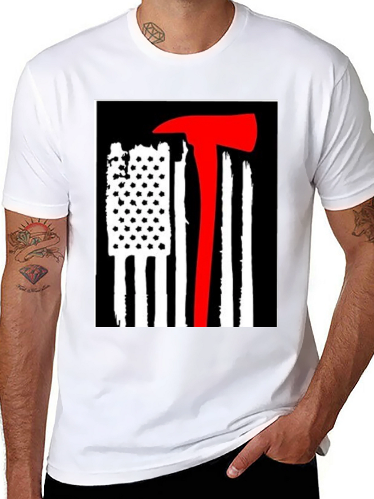 Firefighter Axe Flag Graphic Tee