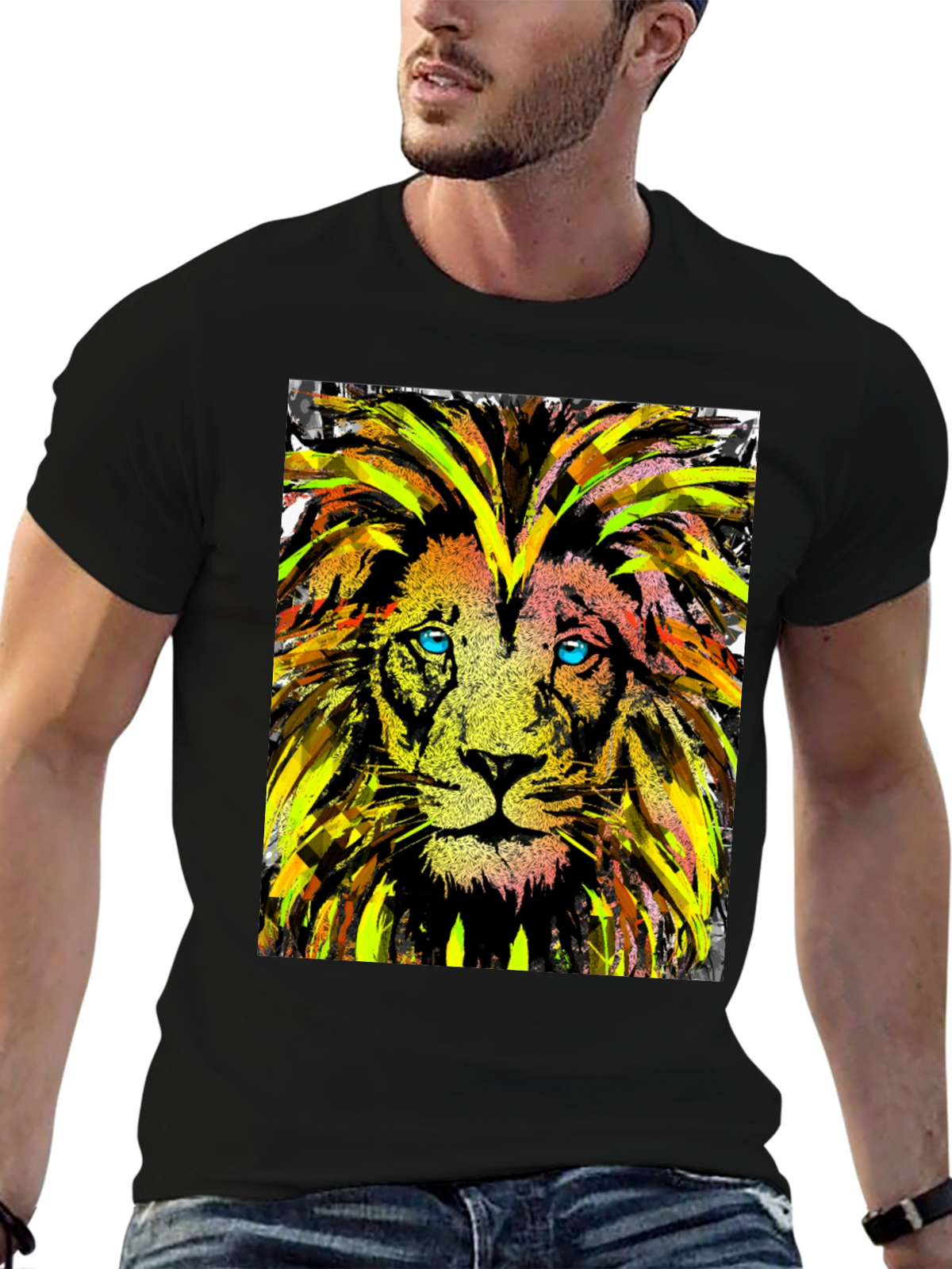 Lion Art Graphic Tee - Cool Animal Print T-Shirt