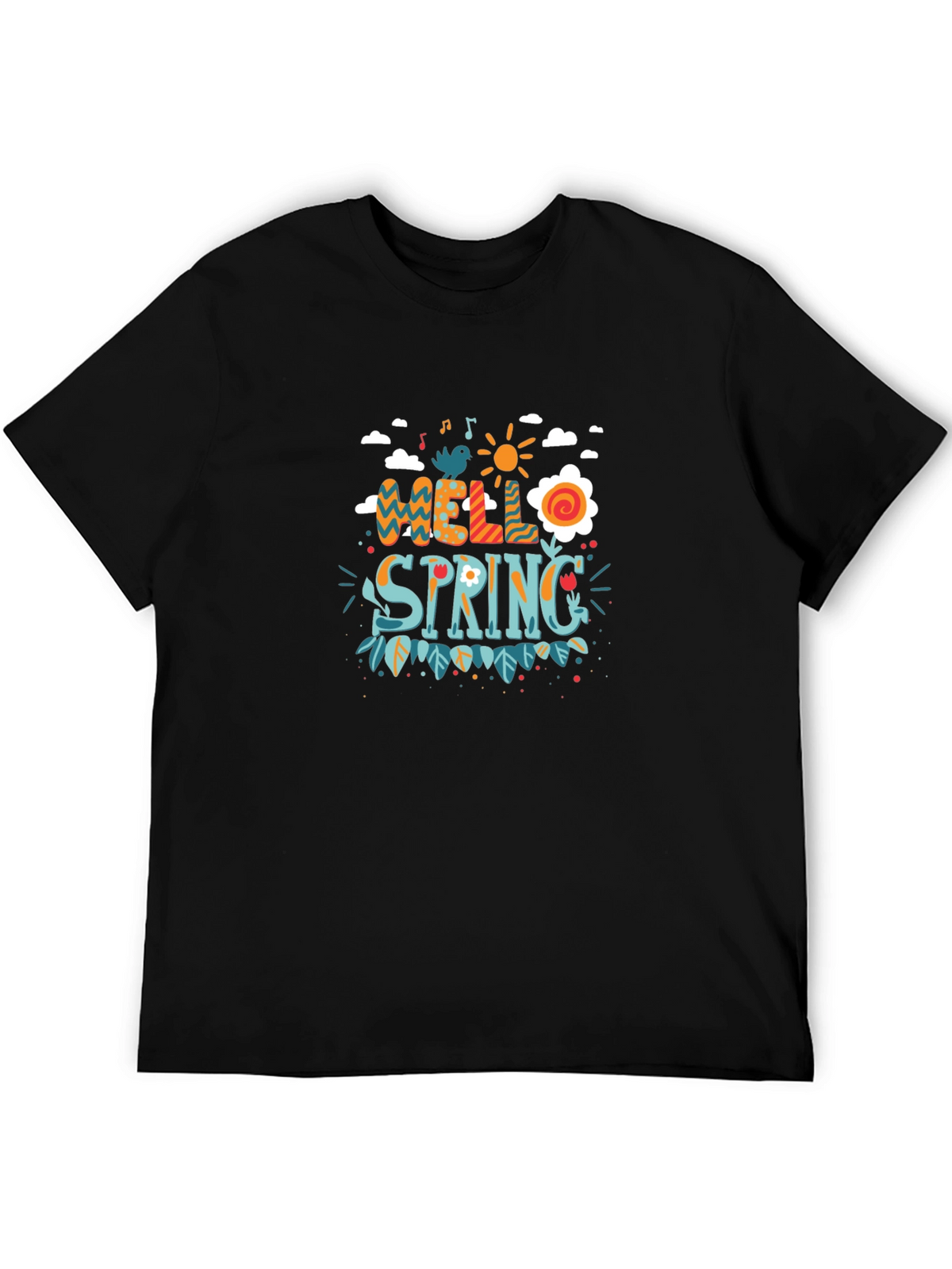 Hello Spring Graphic Tee - Black