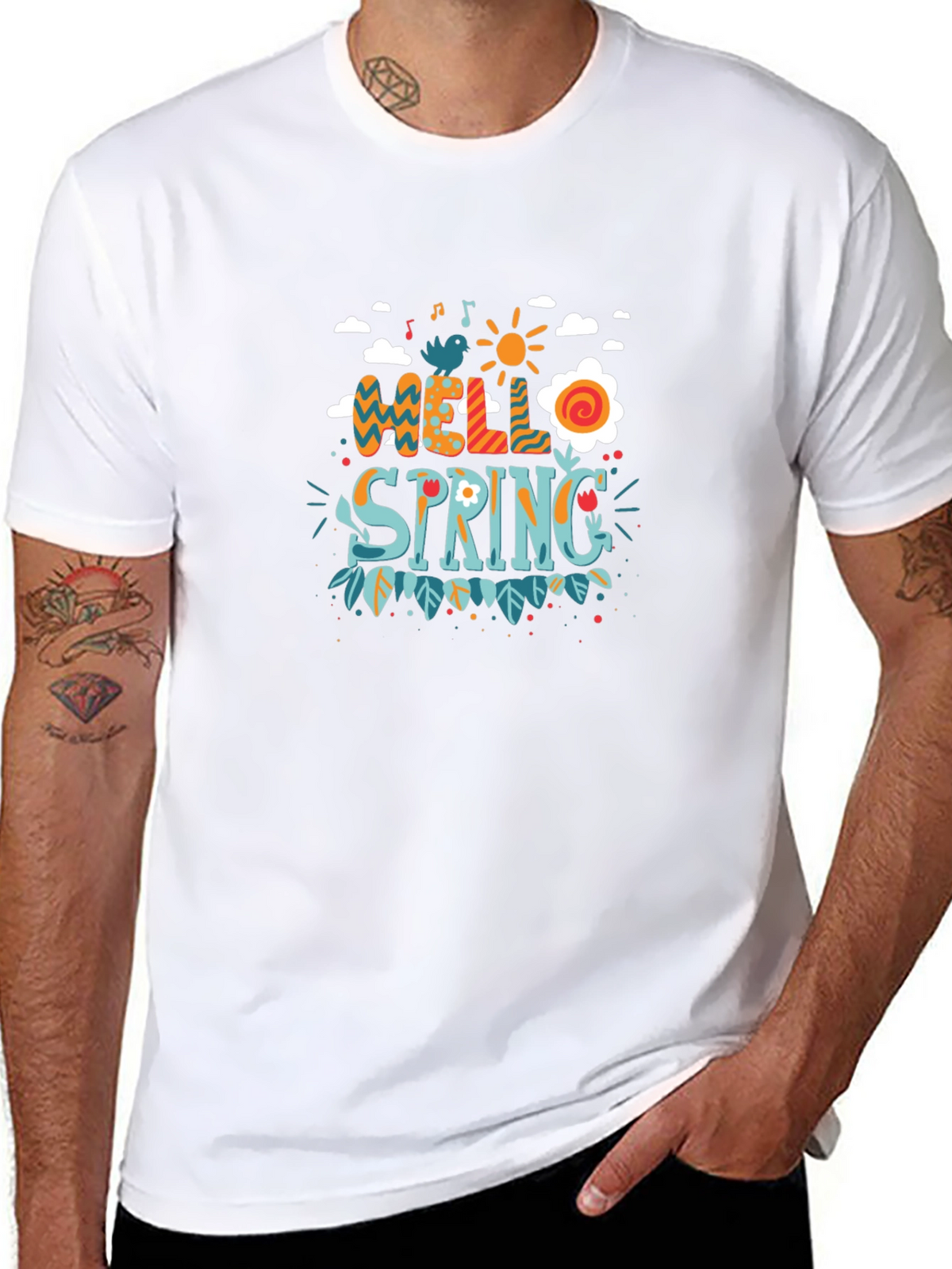 Hello Spring Graphic Tee - Black