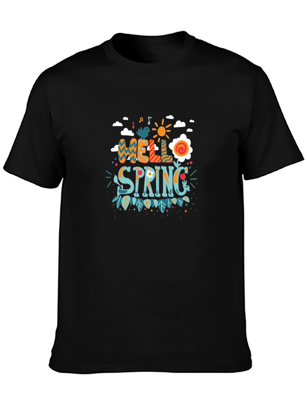 Hello Spring Graphic Tee - Black