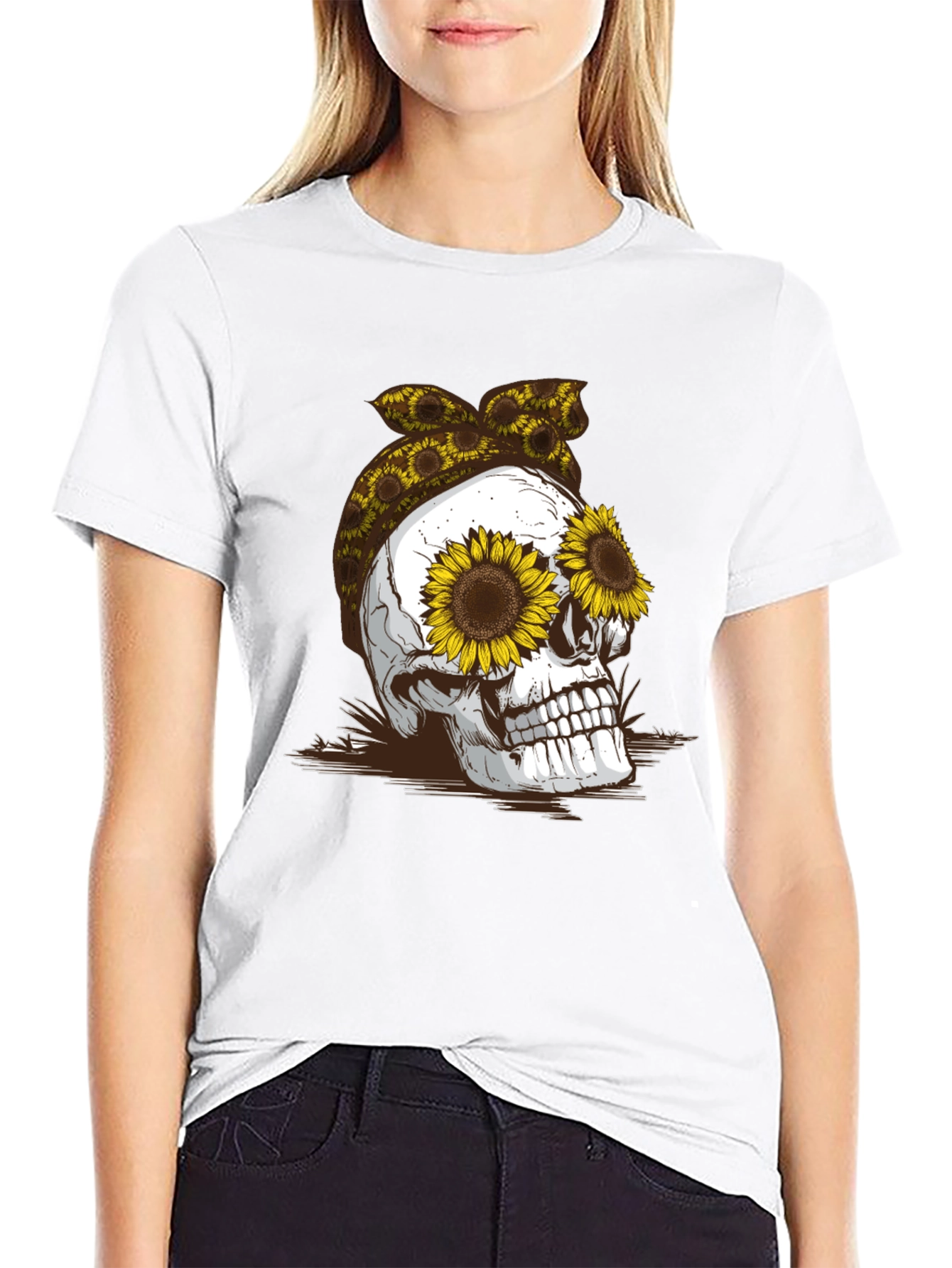 Sunflower Skull Graphic Tee