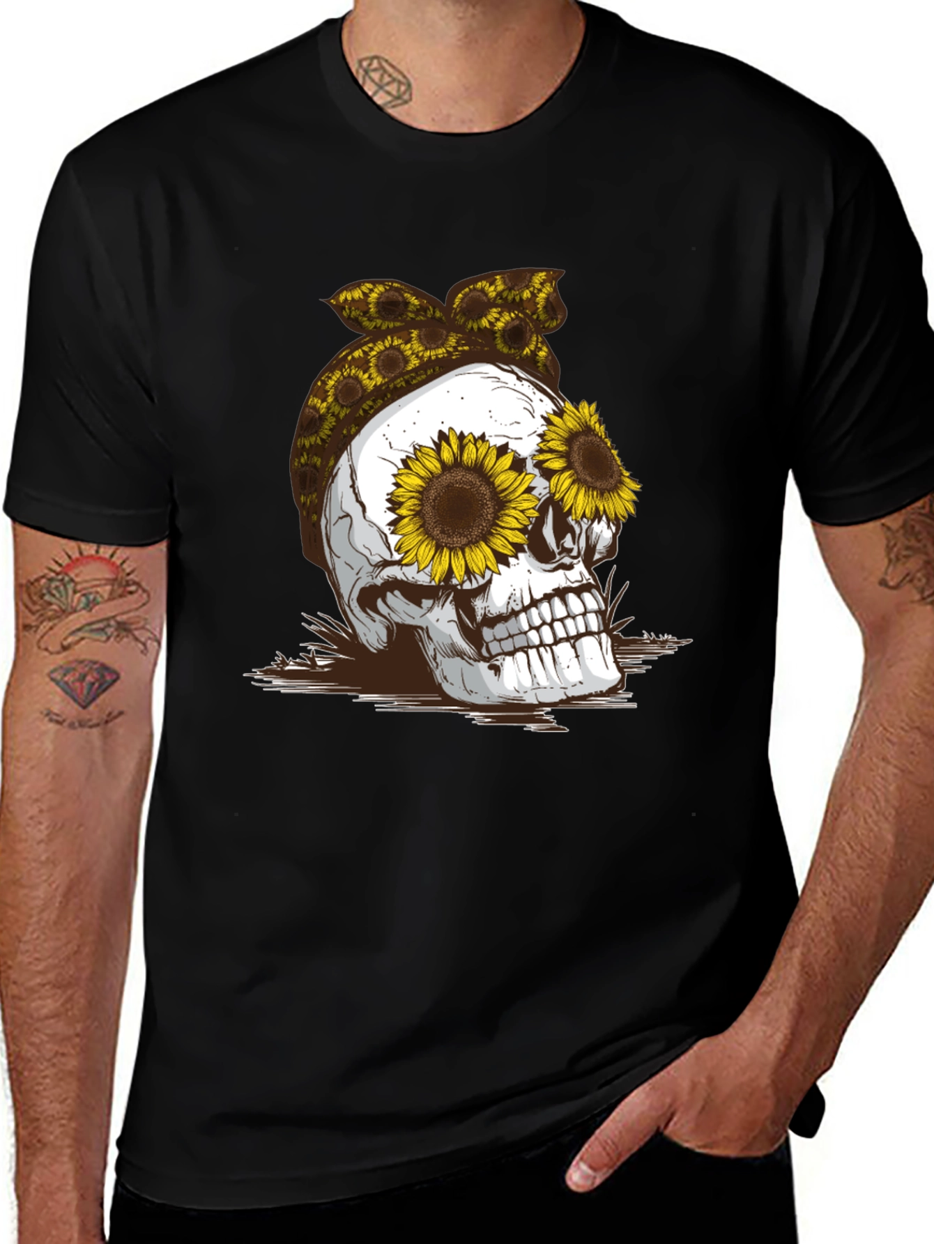 Sunflower Skull Graphic Tee