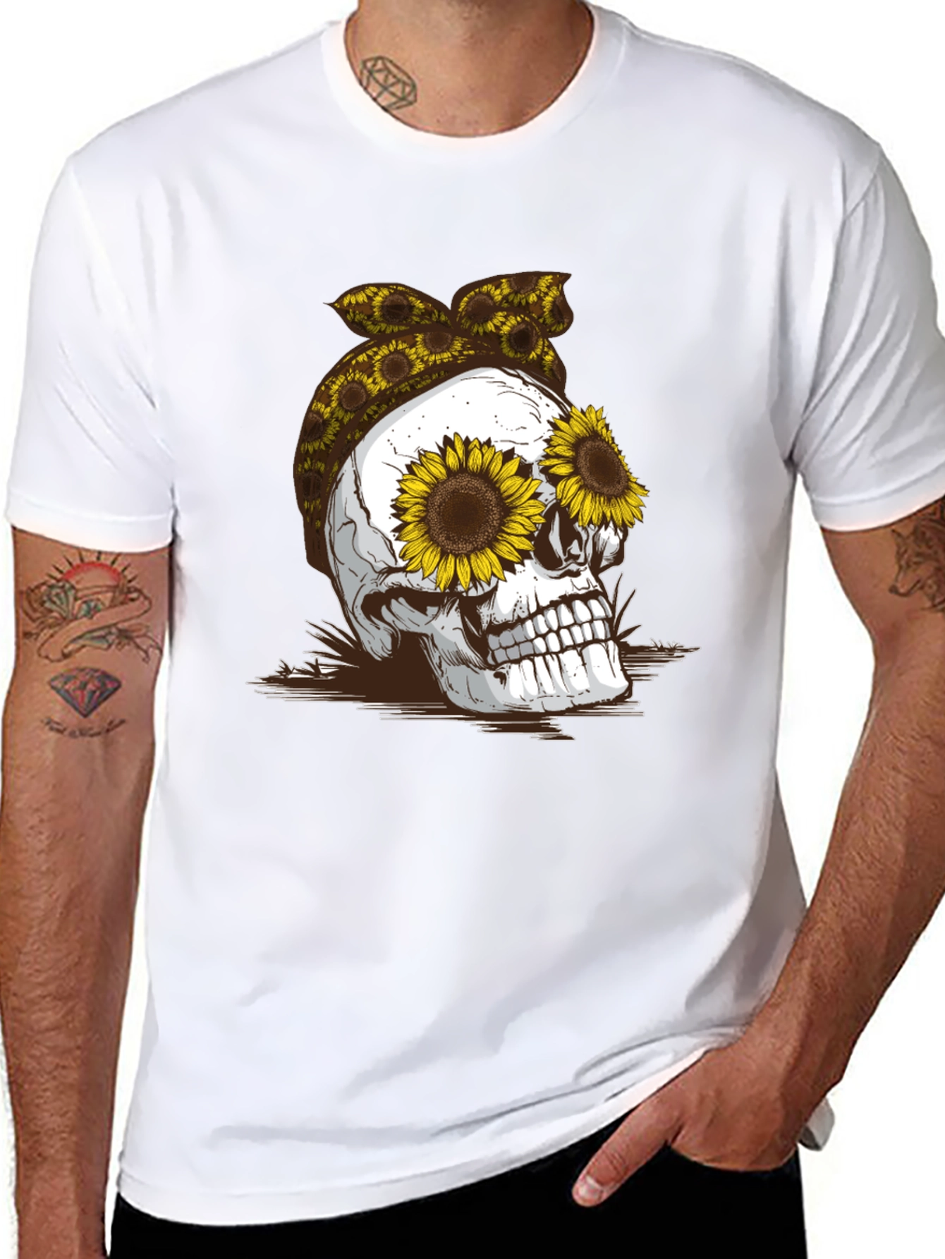 Sunflower Skull Graphic Tee