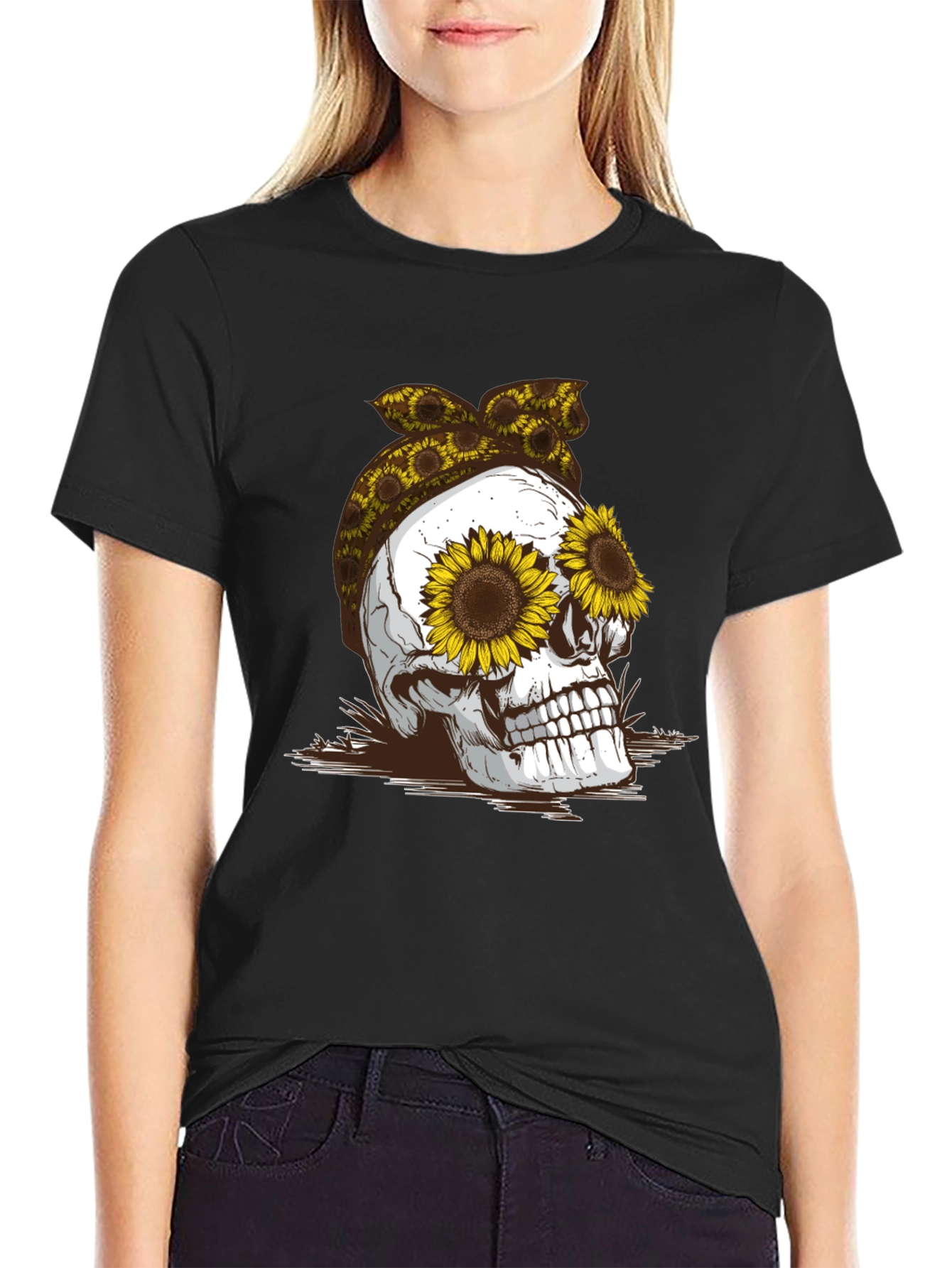 Sunflower Skull Graphic Tee