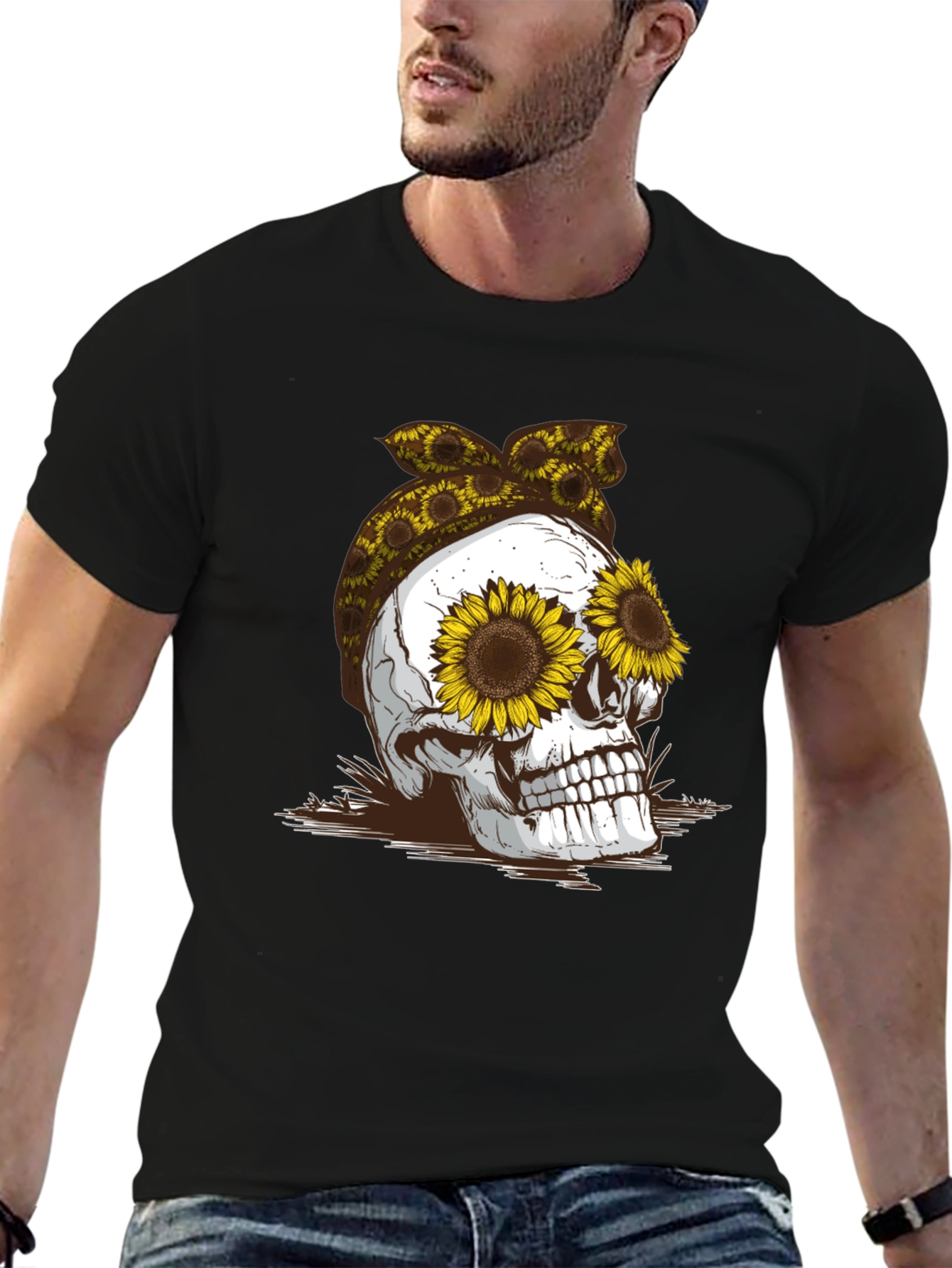 Sunflower Skull Graphic Tee