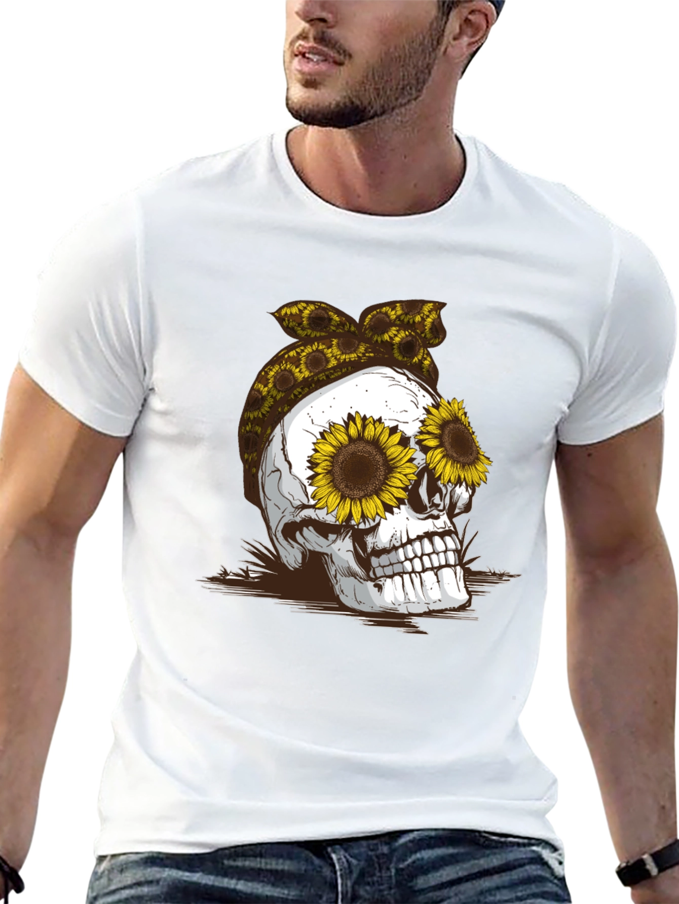 Sunflower Skull Graphic Tee