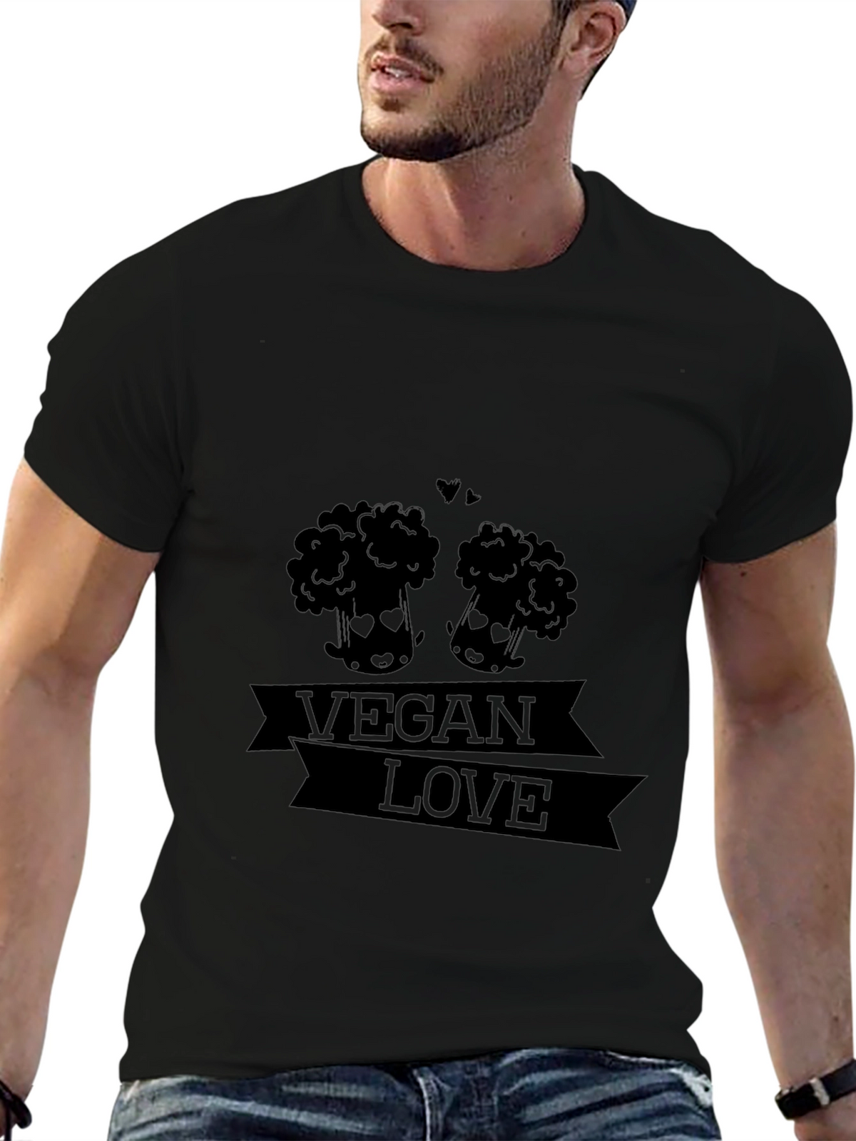 Vegan Love Graphic Tee - Black T-Shirt