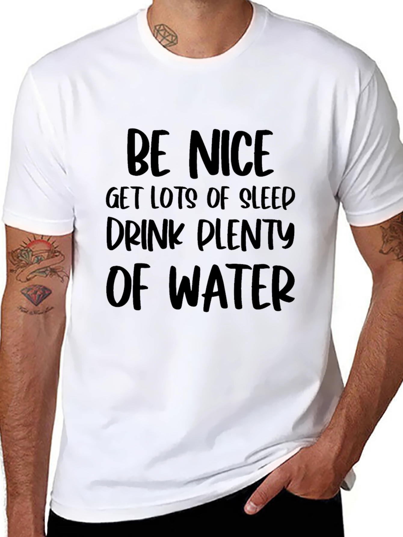 Be Nice Slogan Graphic Black T-Shirt