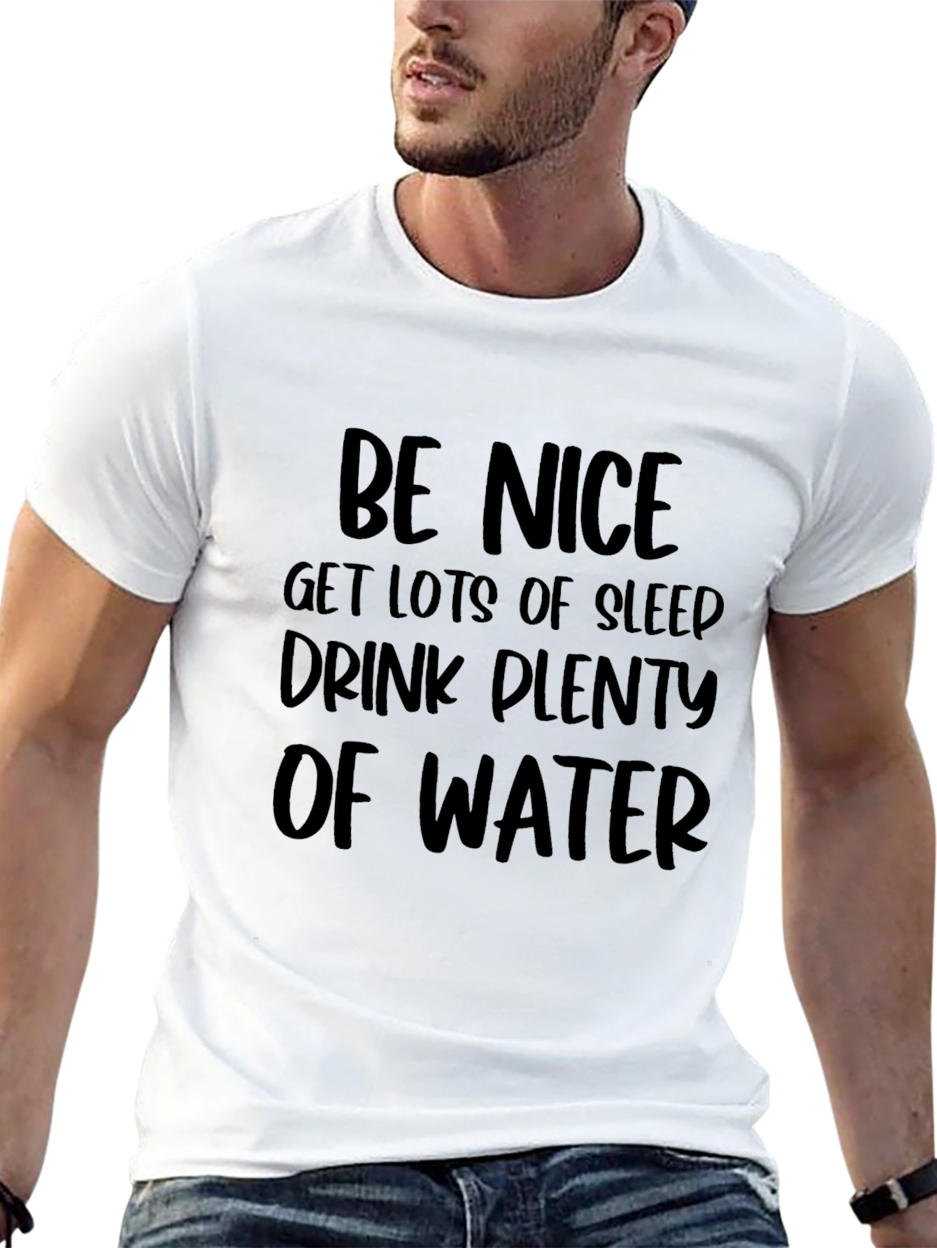 Be Nice Slogan Graphic Black T-Shirt