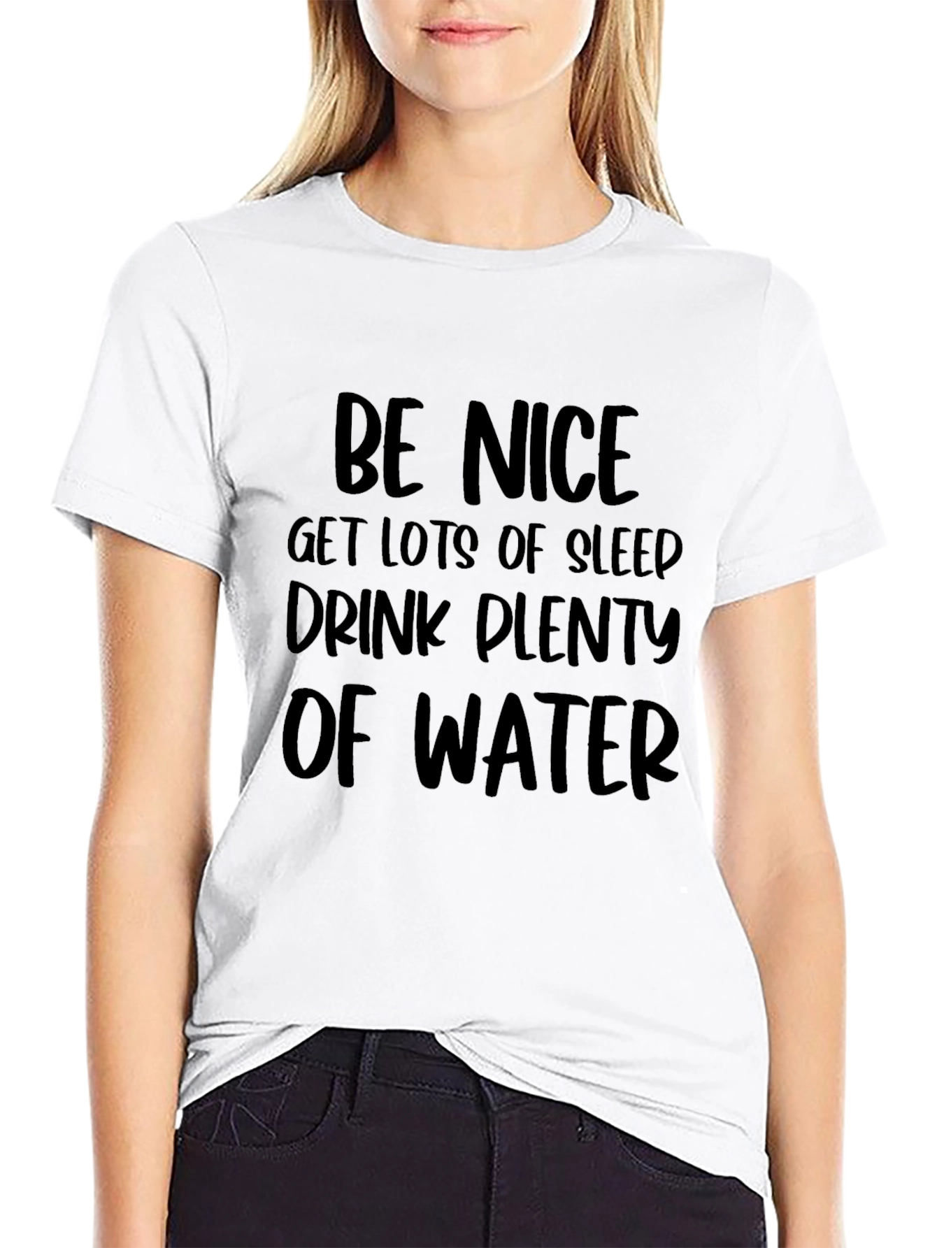 Be Nice Slogan Graphic Black T-Shirt