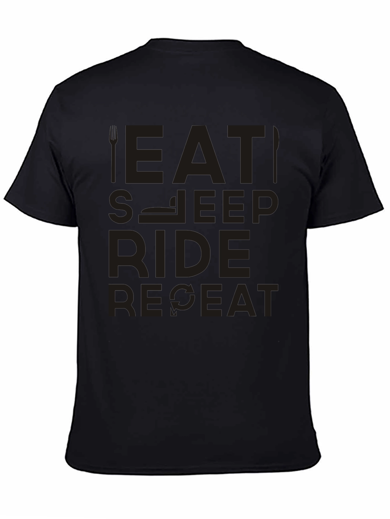 Eat Sleep Ride Repeat Black Graphic T-Shirt