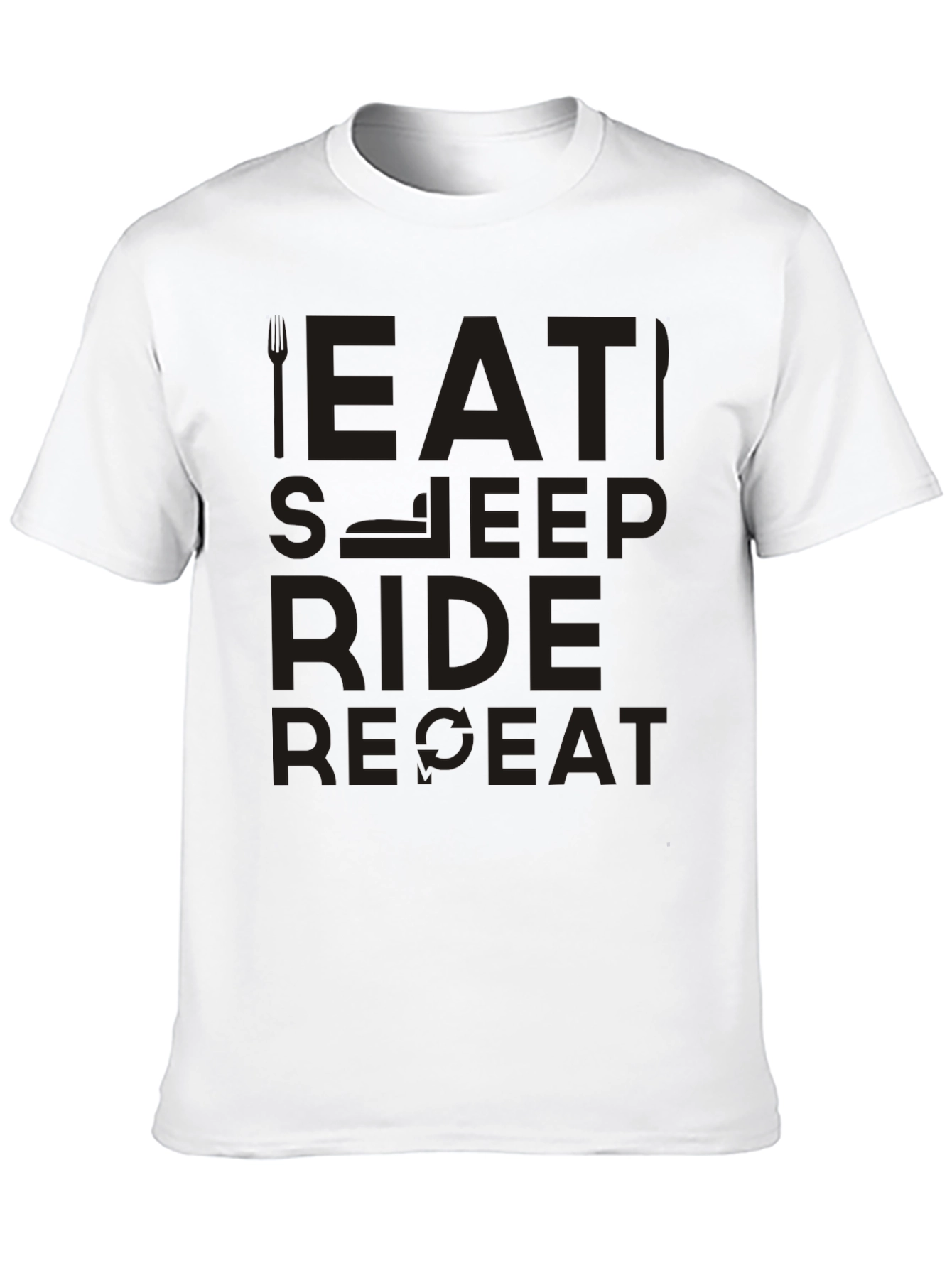 Eat Sleep Ride Repeat Black Graphic T-Shirt