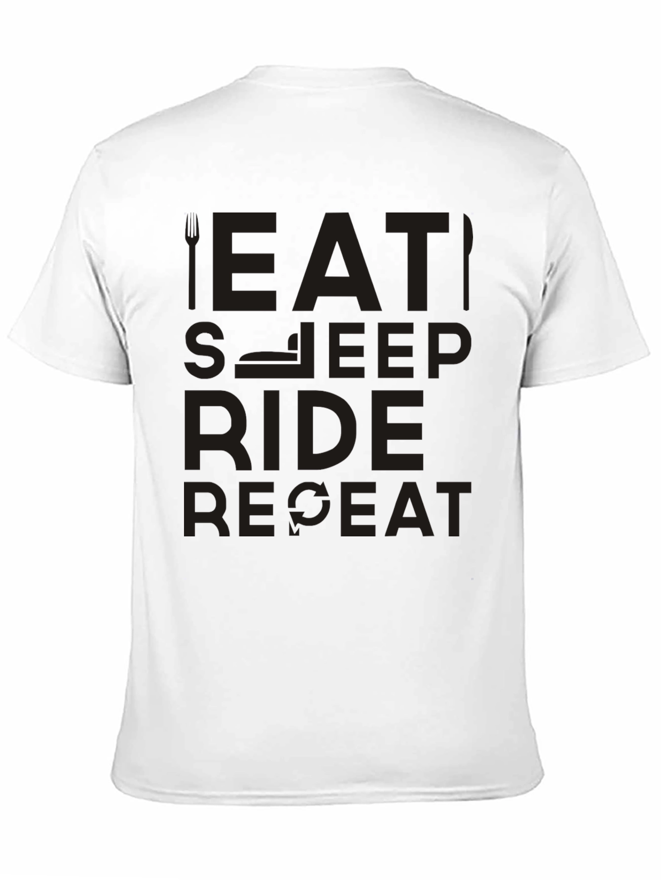 Eat Sleep Ride Repeat Black Graphic T-Shirt