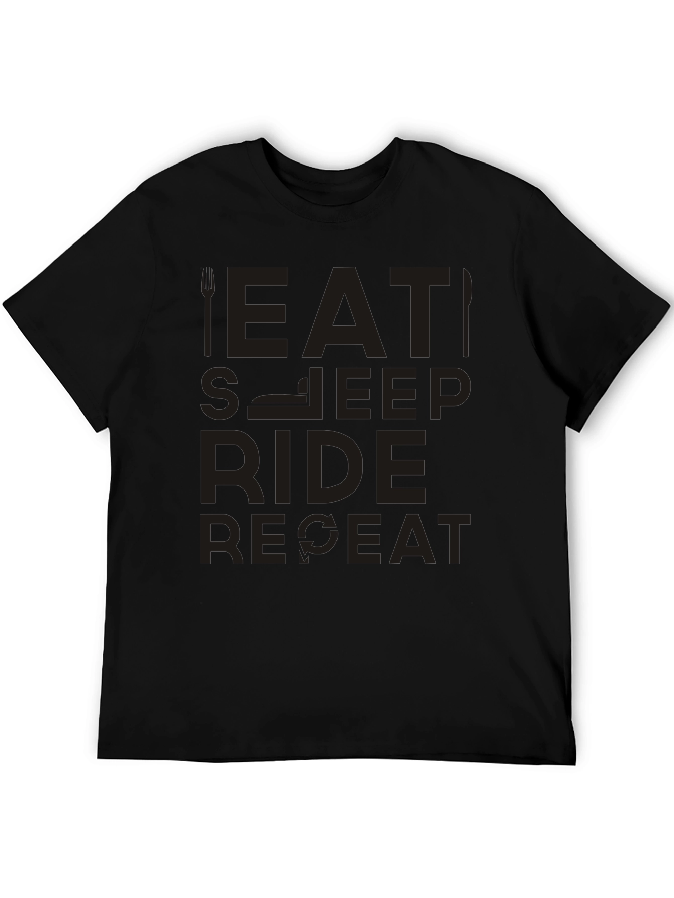 Eat Sleep Ride Repeat Black Graphic T-Shirt