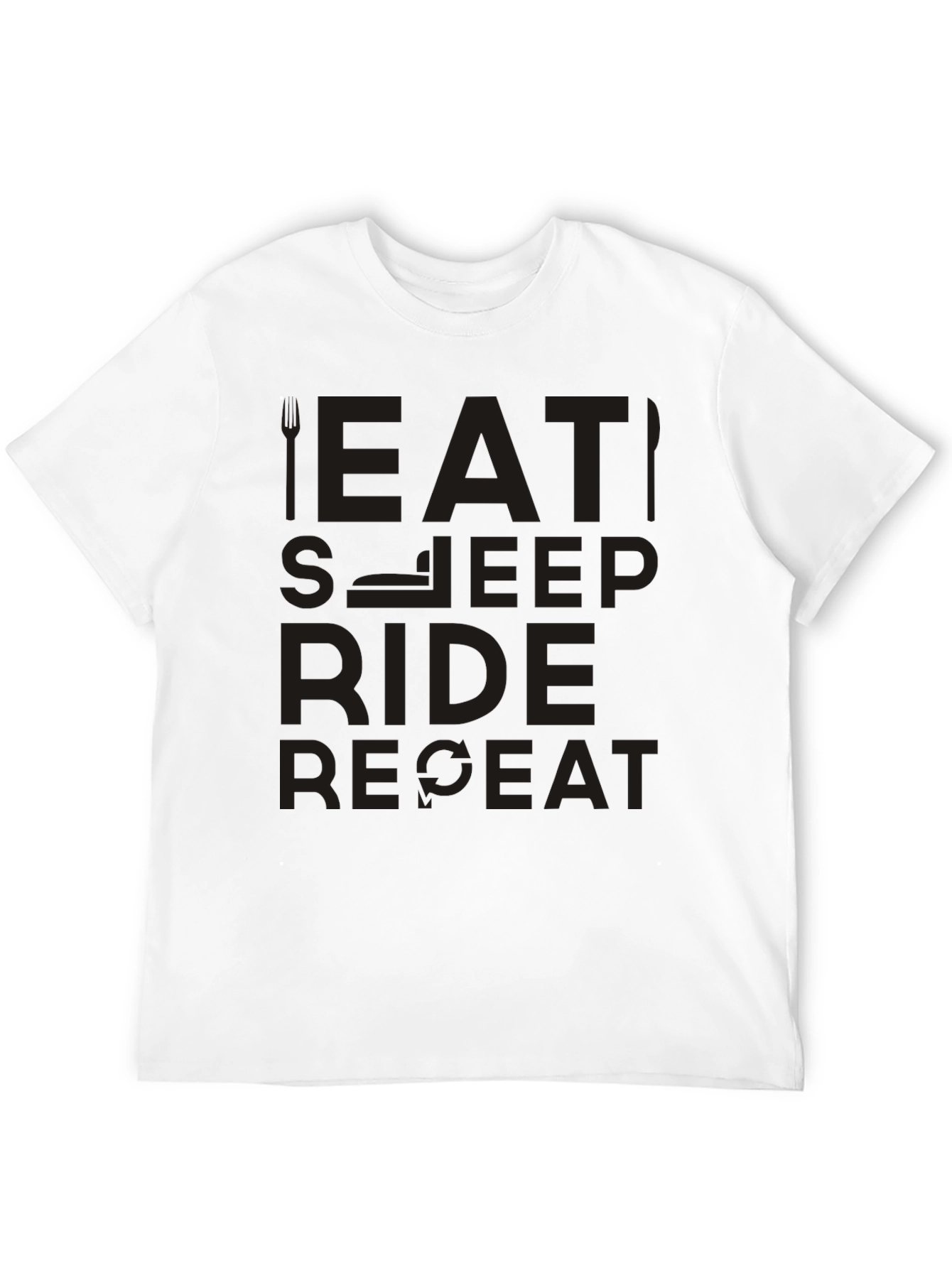 Eat Sleep Ride Repeat Black Graphic T-Shirt