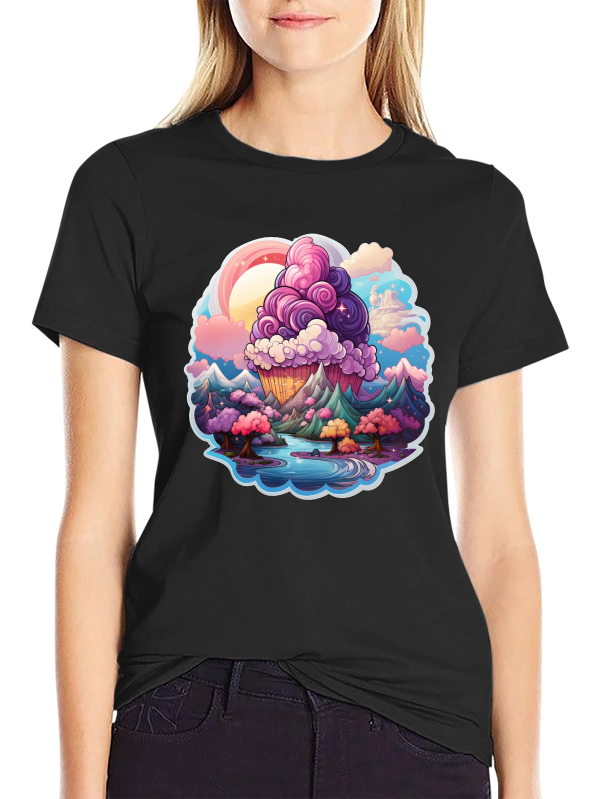 Fantasy Landscape Cupcake Graphic Tee