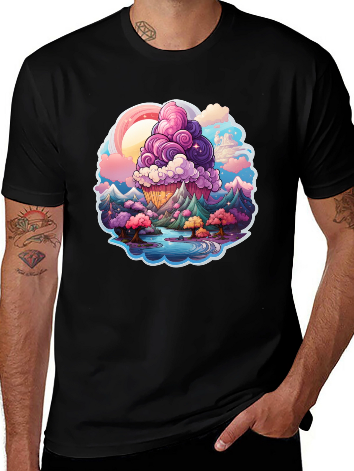Fantasy Landscape Cupcake Graphic Tee