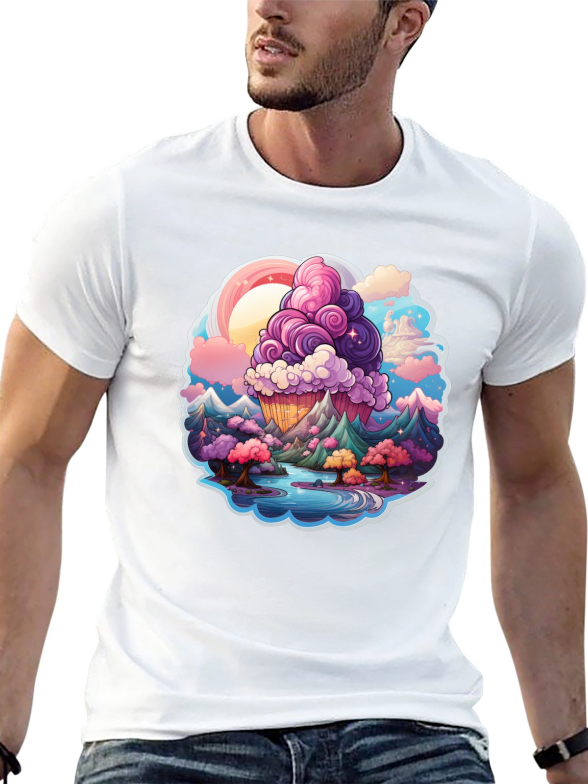 Fantasy Landscape Cupcake Graphic Tee