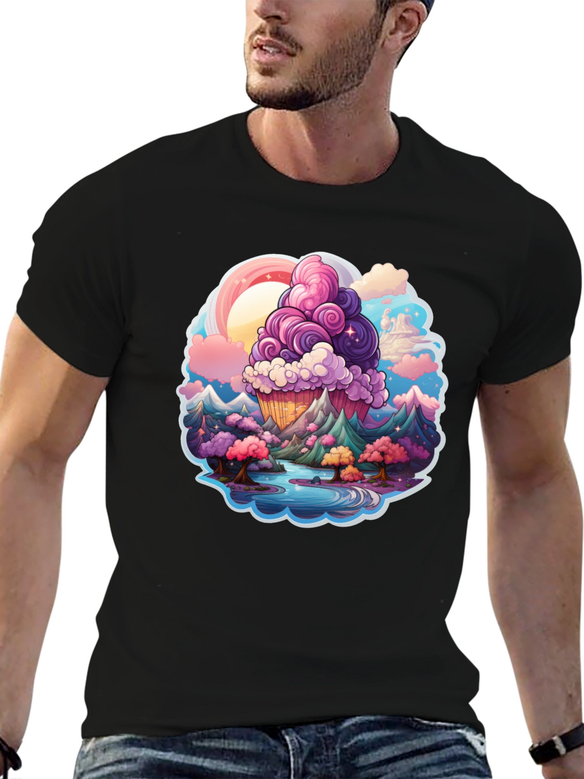 Fantasy Landscape Cupcake Graphic Tee