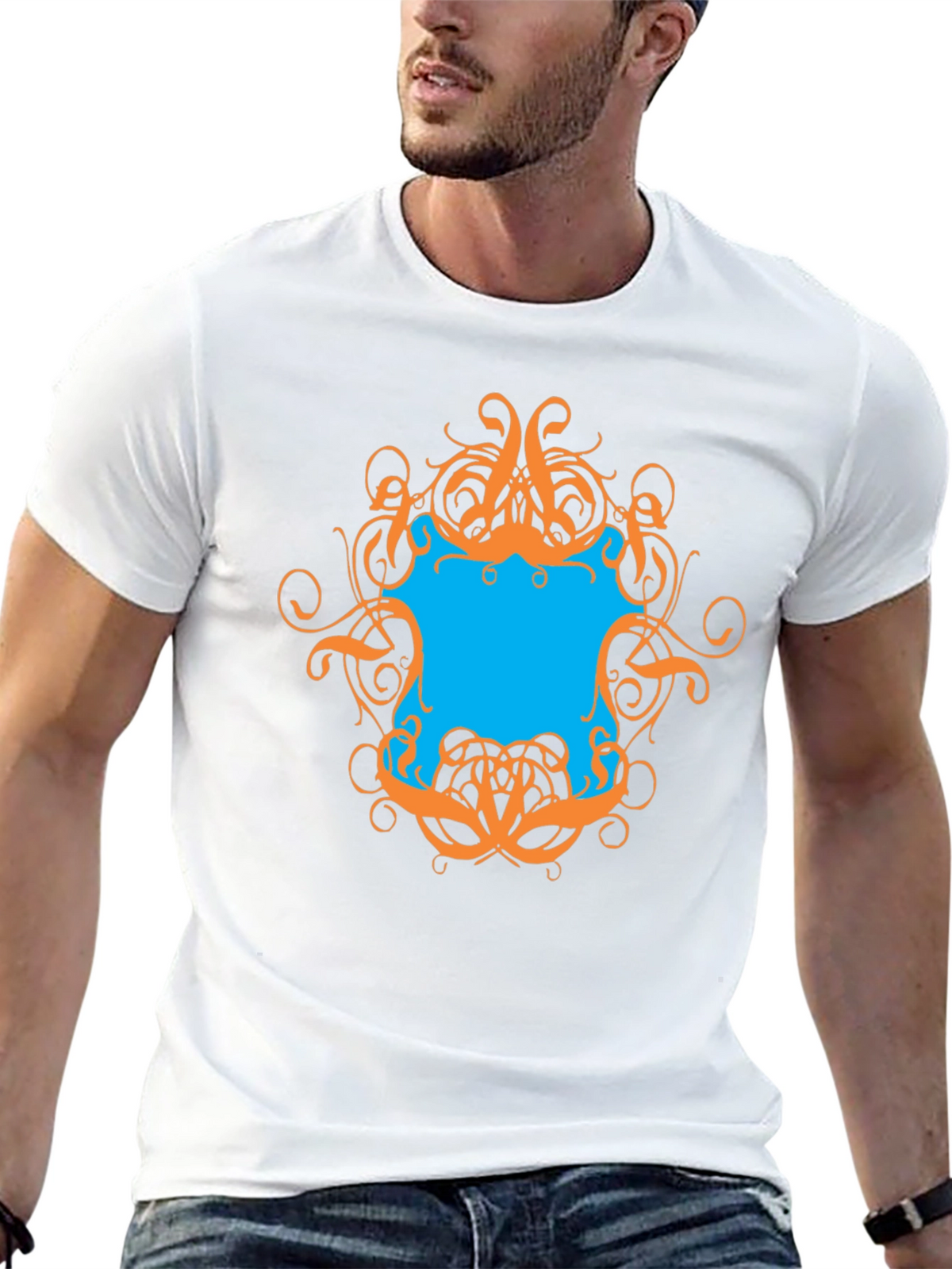Graphic Tee - Black T-Shirt with Ornamental Design