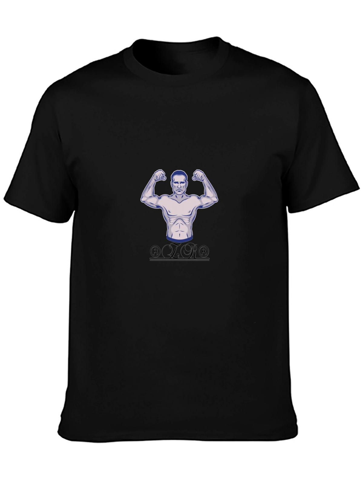 Mens Black Graphic T-Shirt - Bodybuilder Design