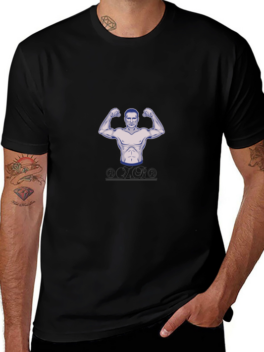Mens Black Graphic T-Shirt - Bodybuilder Design