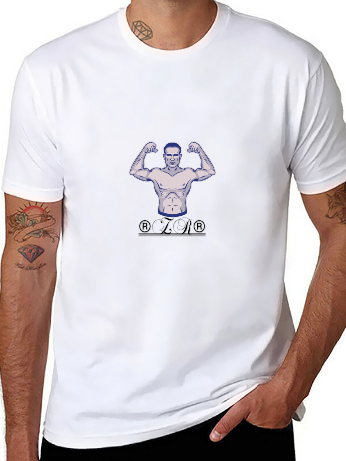 Mens Black Graphic T-Shirt - Bodybuilder Design