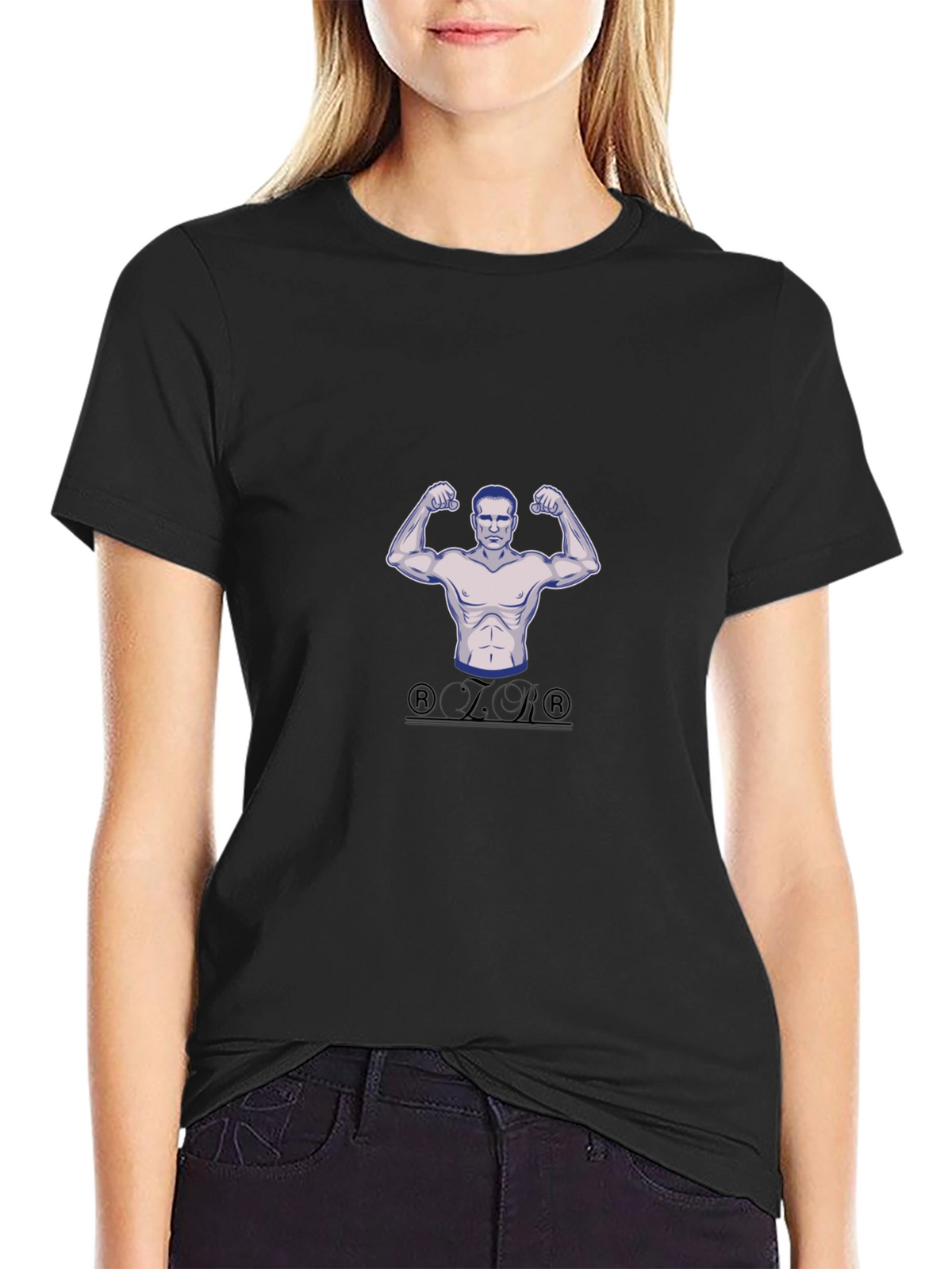 Mens Black Graphic T-Shirt - Bodybuilder Design