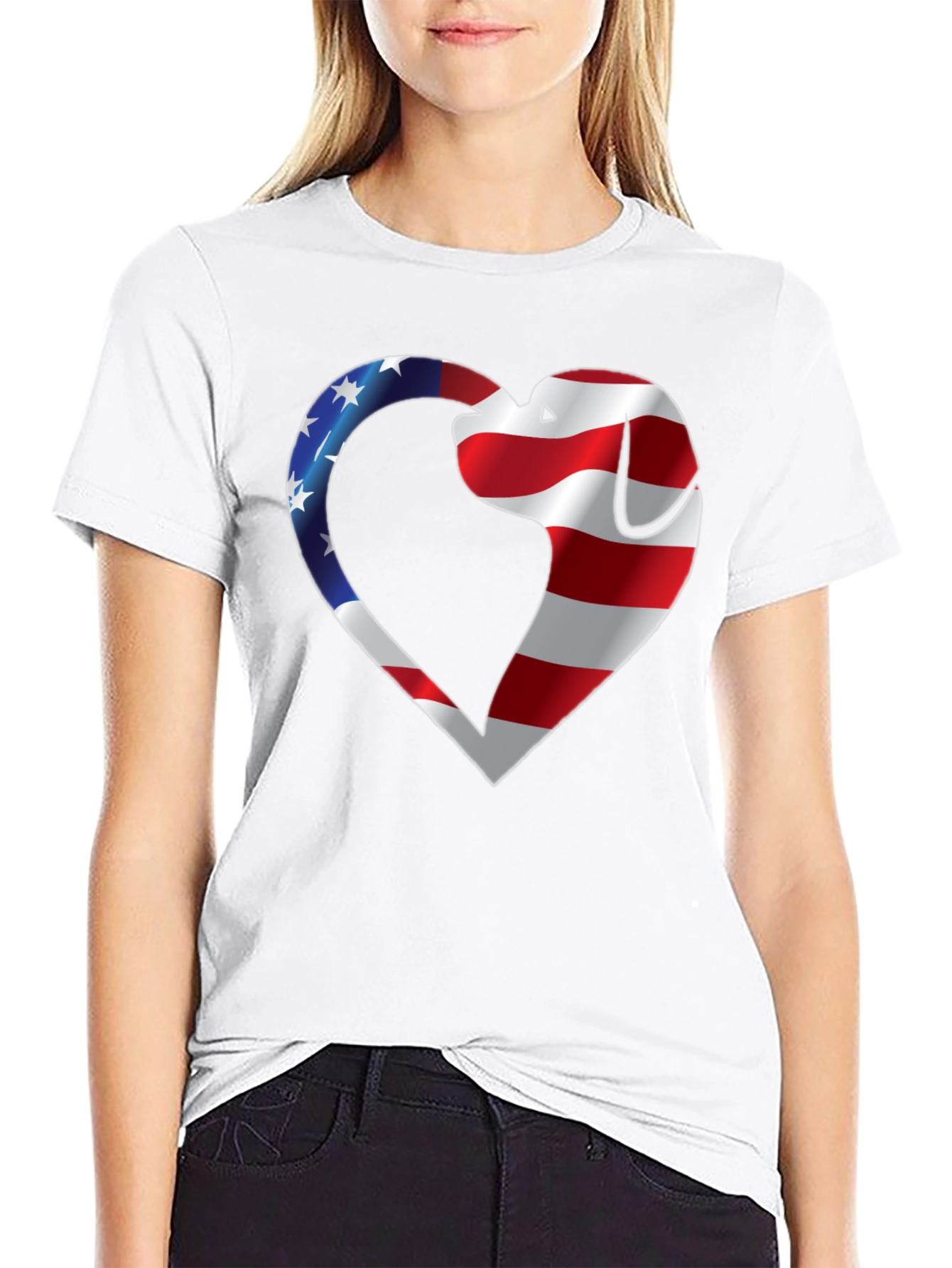 Patriotic Dog Heart T-Shirt
